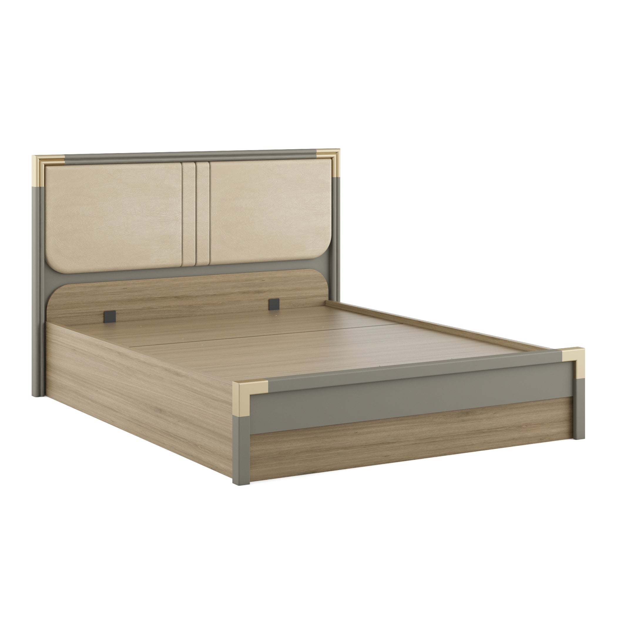 Asa Engineered Wood Queen Bed in Santana Oak Colour
