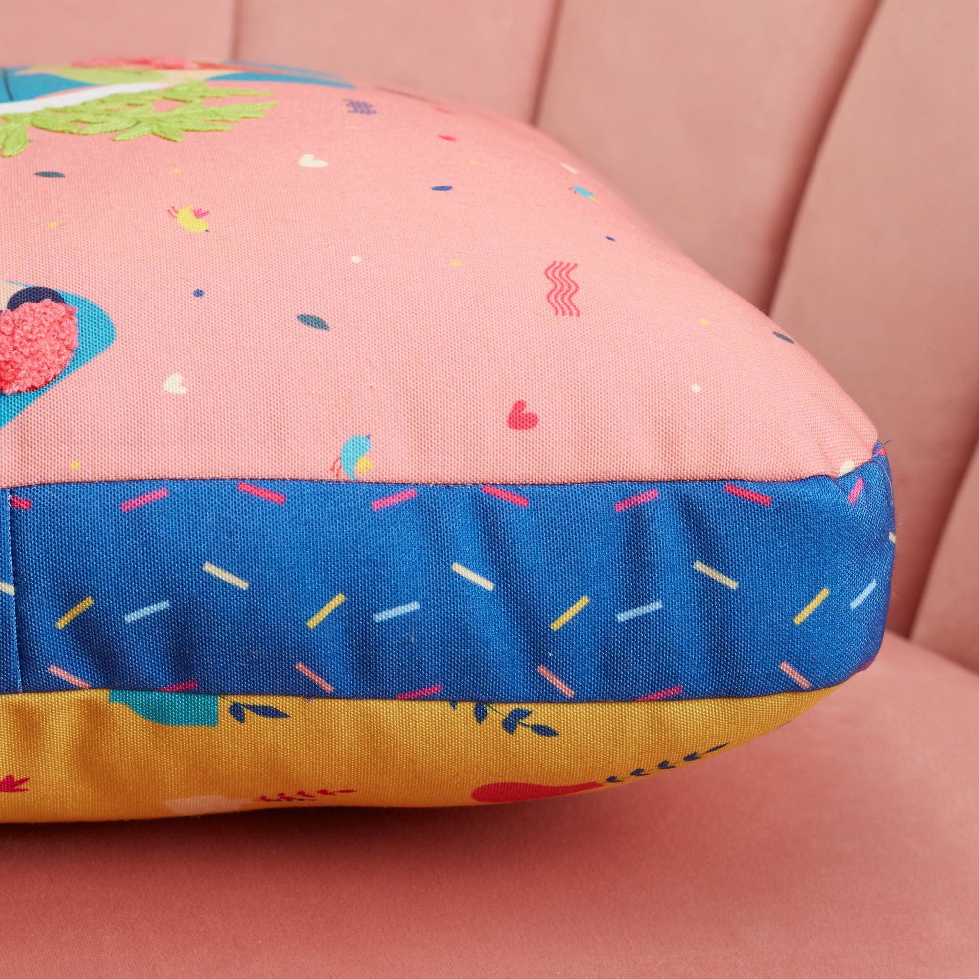 Good Life  Reversible GupShup Digital Printed Shaped Cushion 40x40 Cm in Yellow Colour