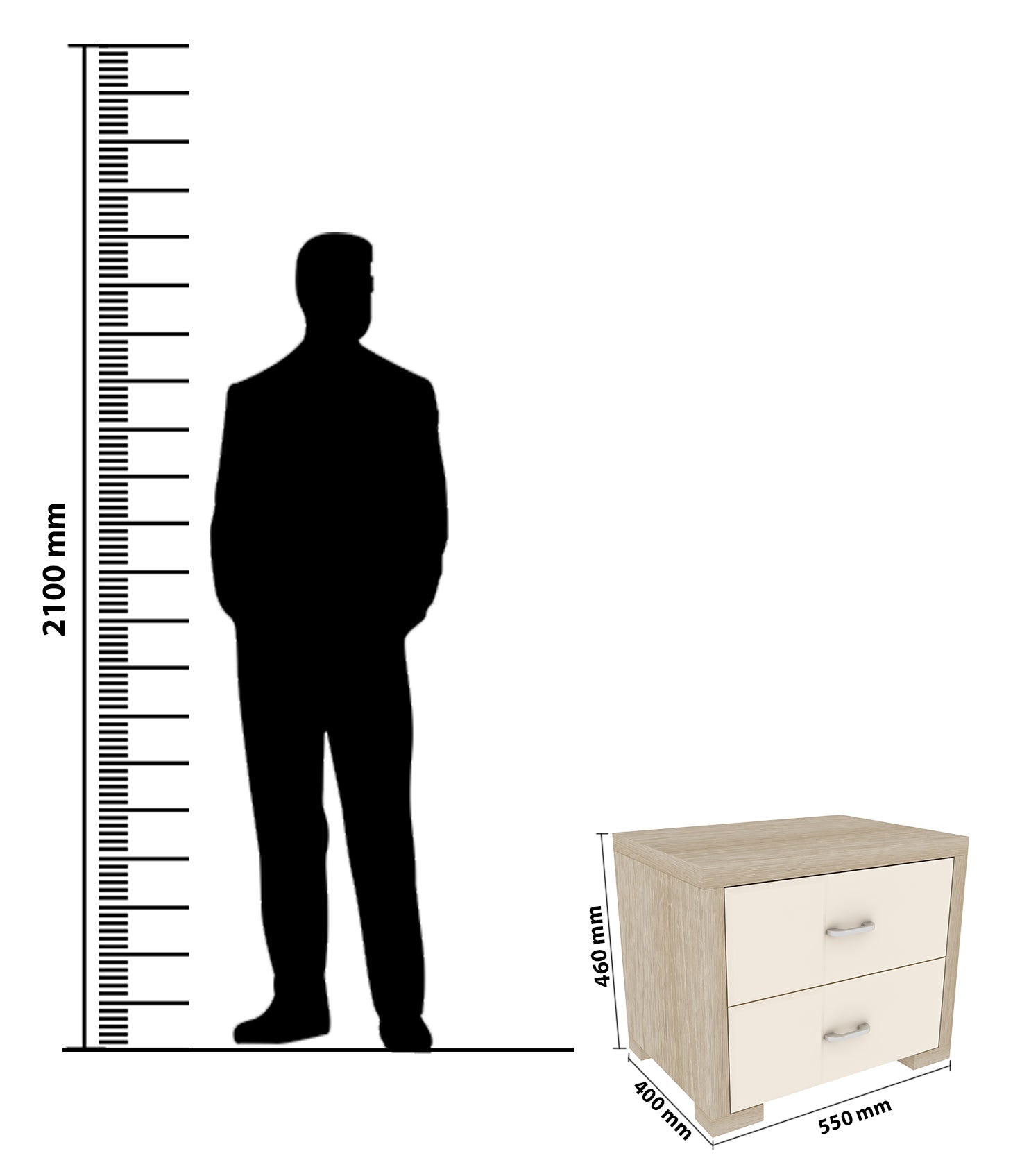 Jordan  Night Stand in Sonam Oak & White Colour