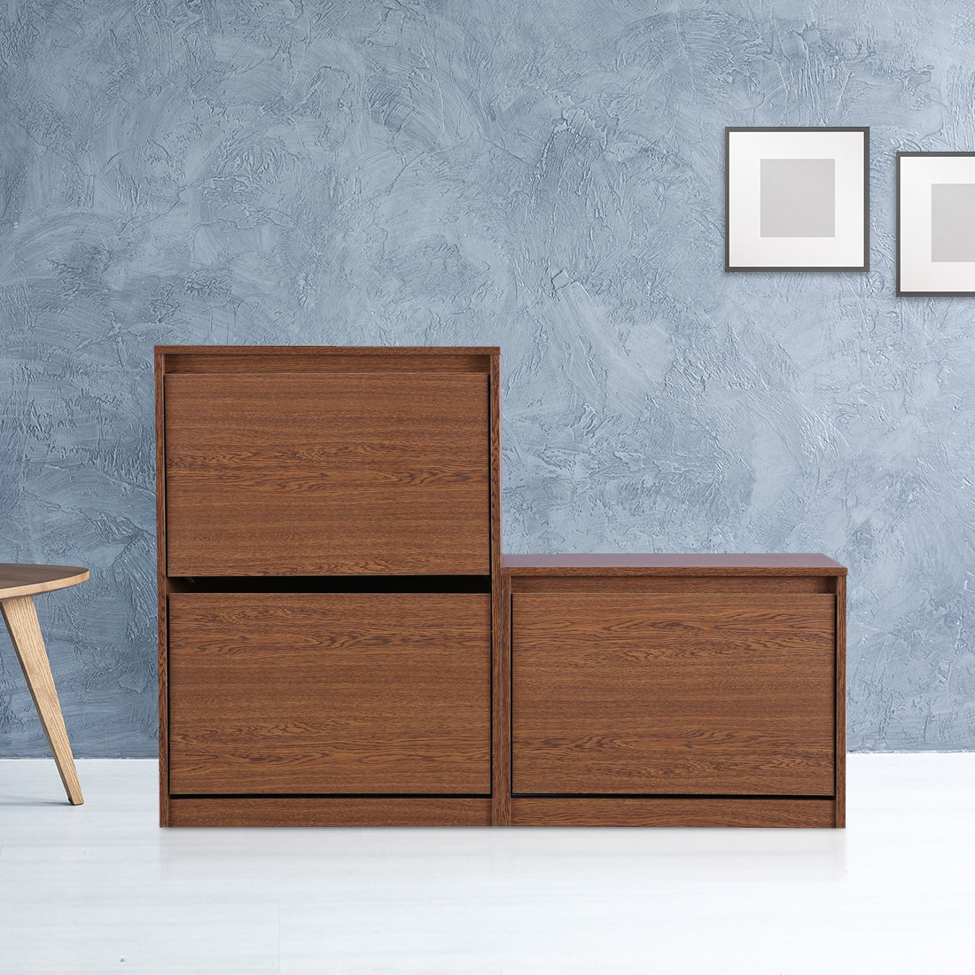 Alder Engineered Wood 1+2 tier Shoe Rack in Oak Colour