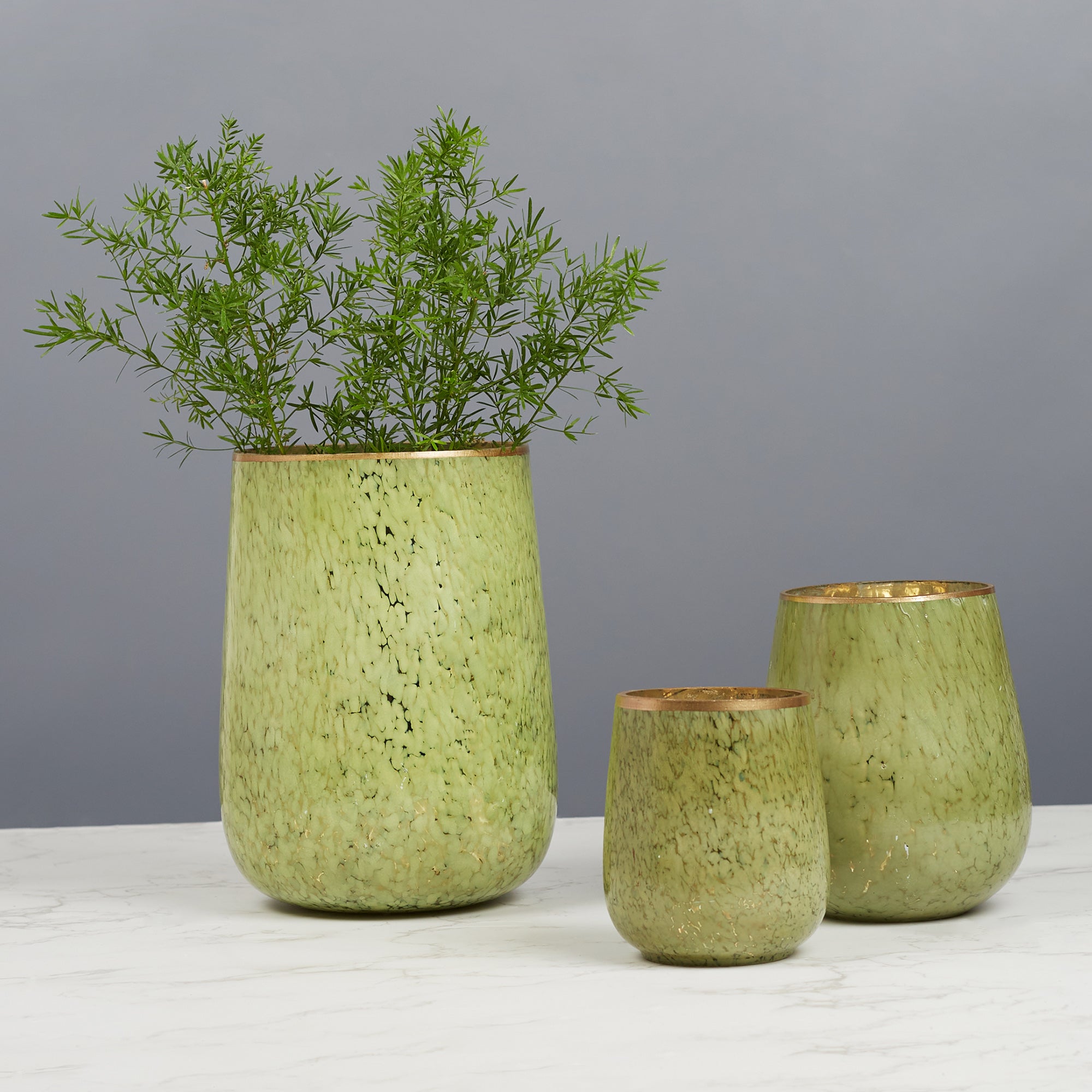 Phiona Glass Textured Handcrafted Votive 9 Cm in Olive Colour