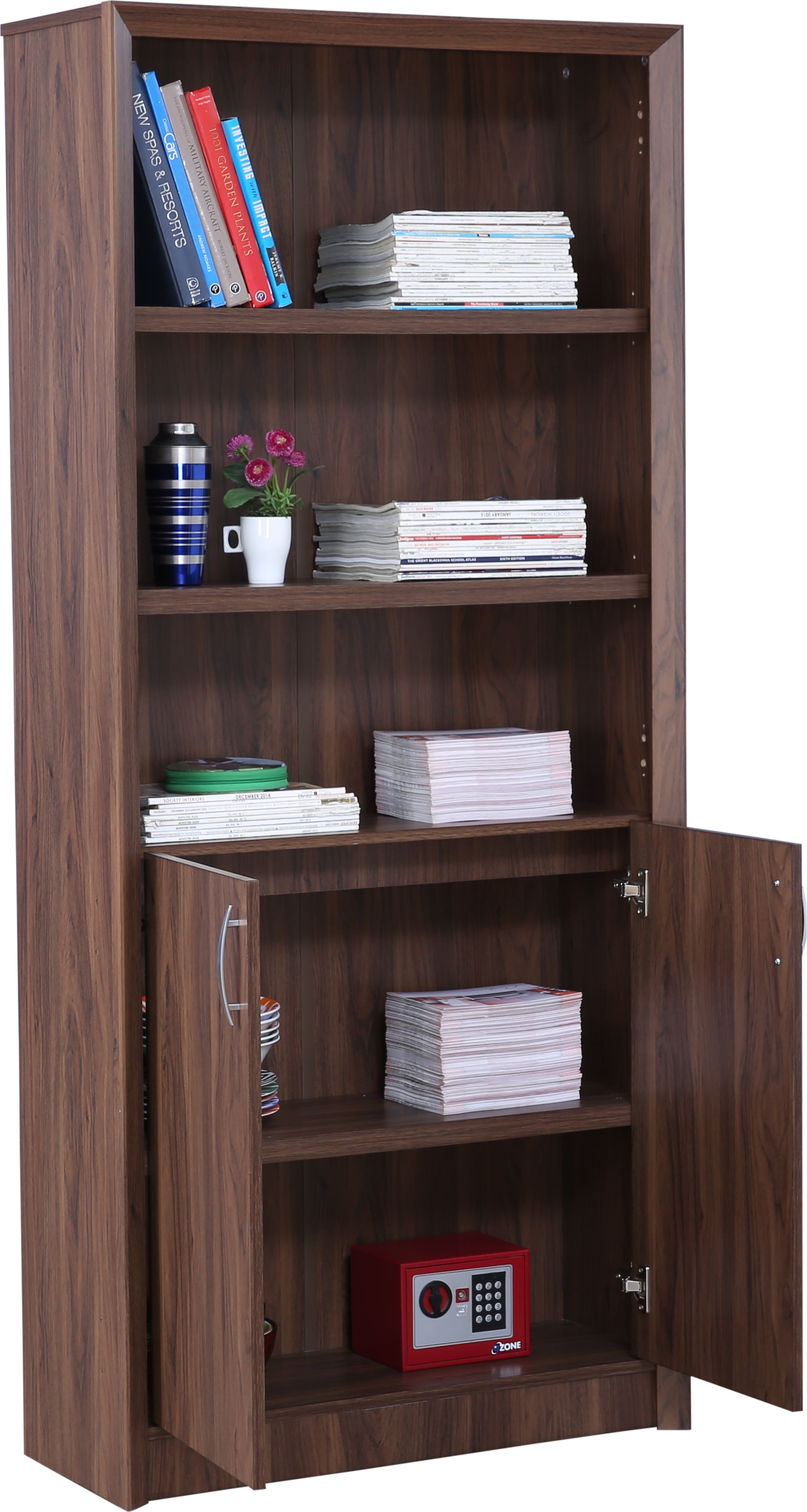 Stark Engineered Wood Open Book Case in Walnut Colour