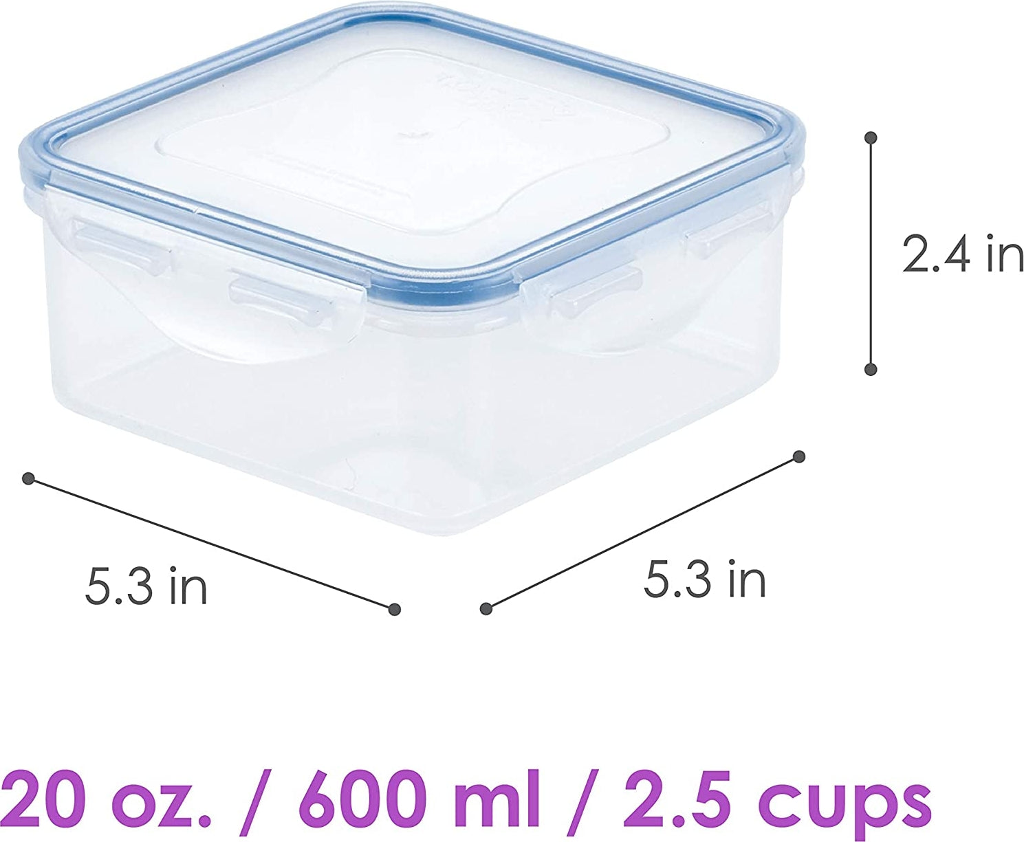 Modular BPA Free Airtight Plastic Square Container 600 ml in Transparent Colour