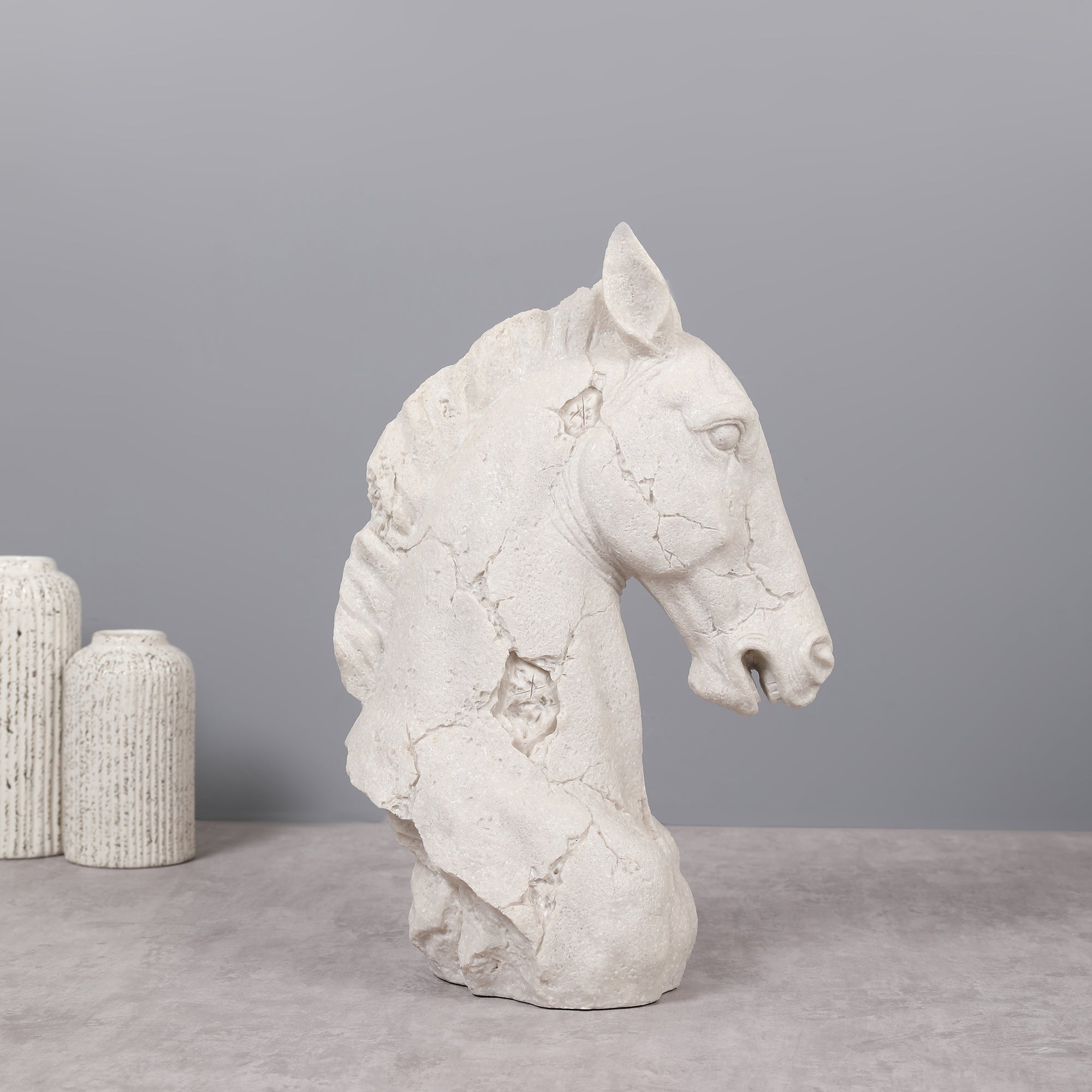 Miraya Horse Head Figurine White 39cm by Living Essence