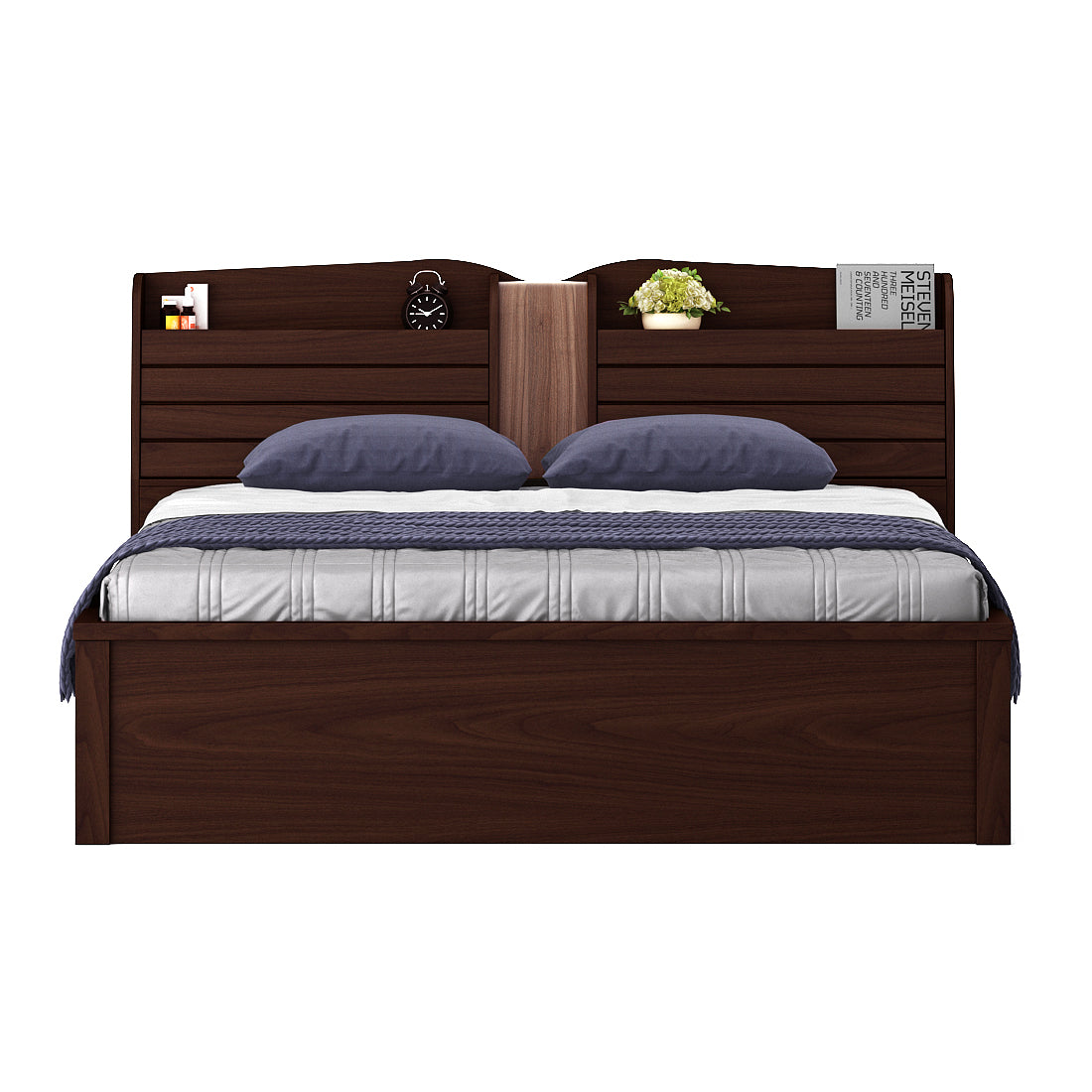 Magnum Engineered Wood King Bed with Box Storage in Urban Walnut Colour