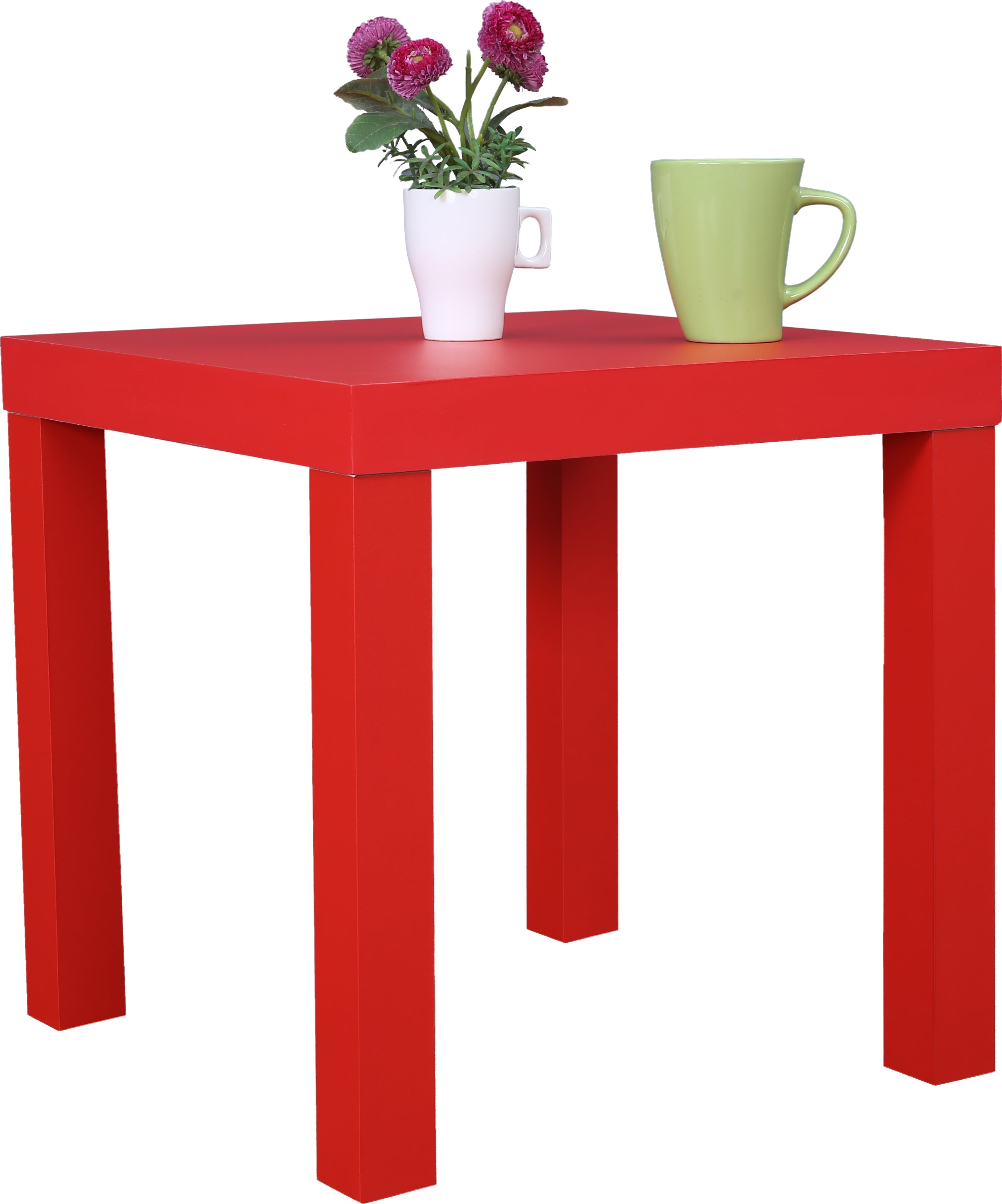 Larix Engineered Wood Side Table in Red Colour