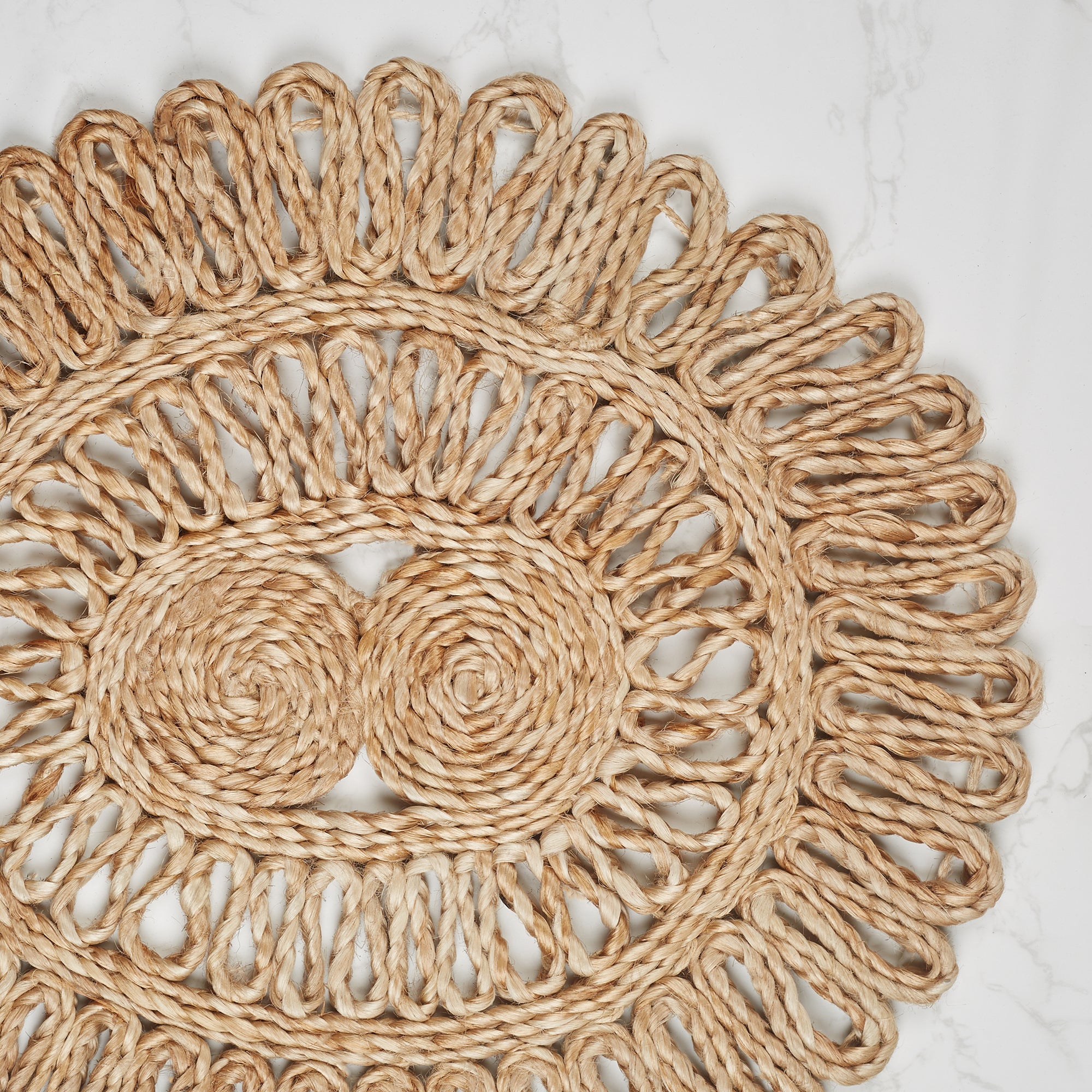 Boho Handmade Jute Placemat Dia 30 Cm in Natural Colour