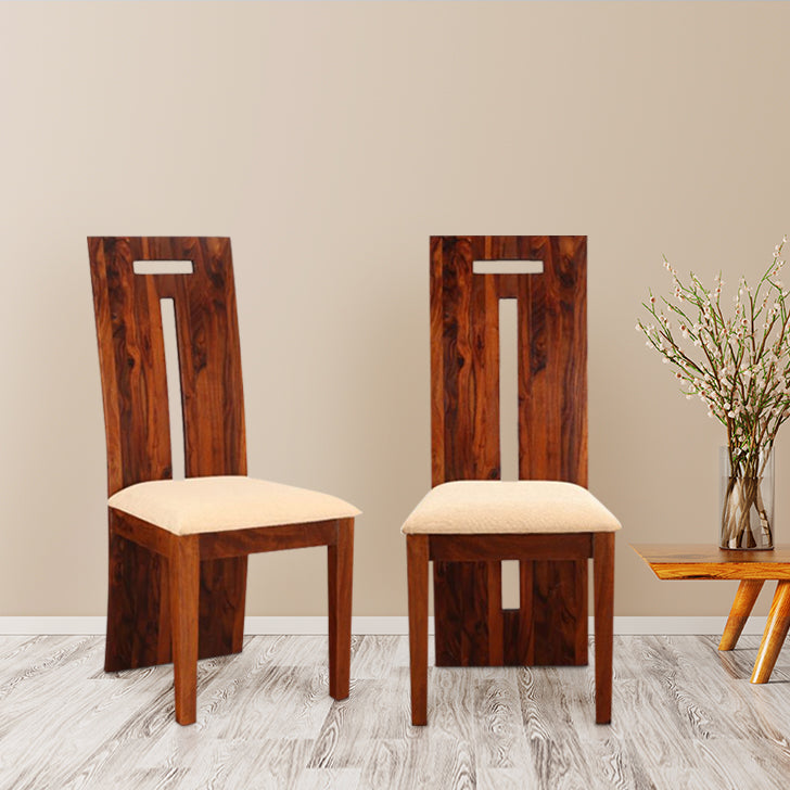 Austin Sheesham Wood(Rosewood) Dining Chair Set of 2 in Honey Colour