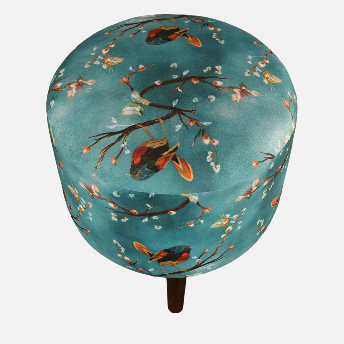 Ordhid Fabric Ottomans in Printed Blue Colour