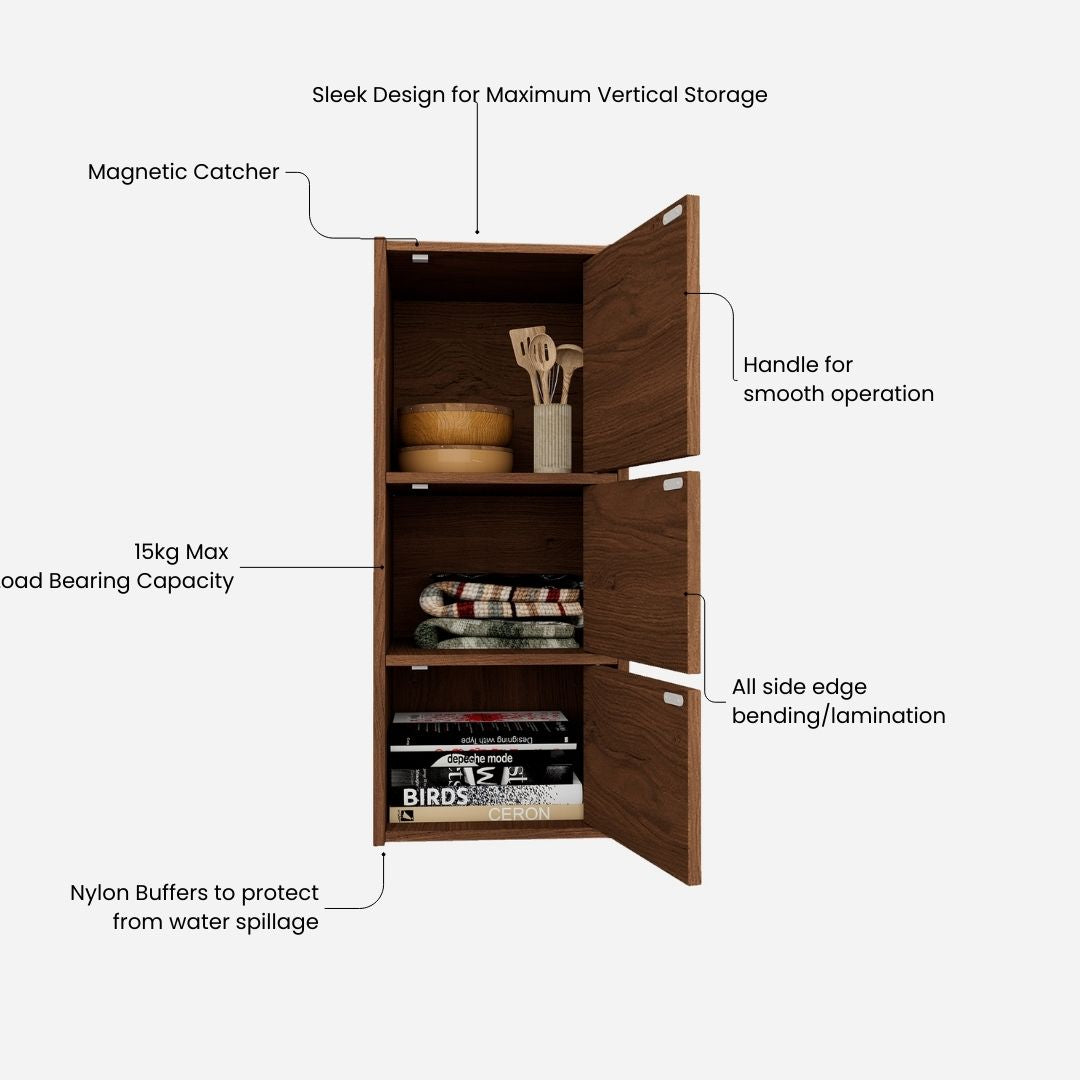 Albert Engineered Wood 3 Tier Cabinet in Oak Colour
