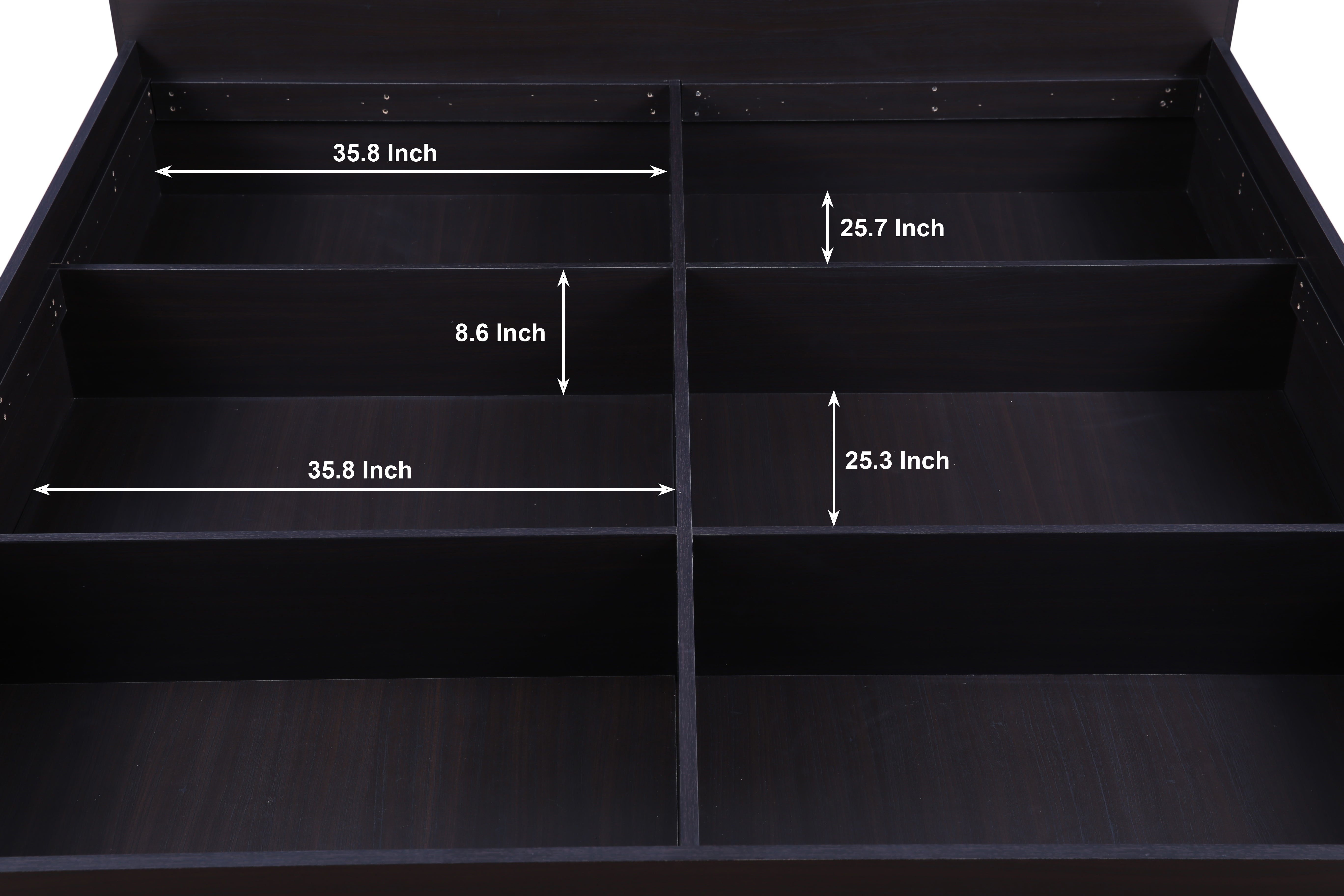 Alex King bed with Box storage in Dark Walnut Colour
