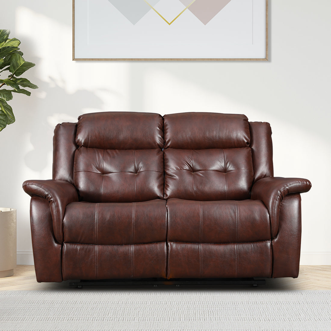 Attila Leatherette Two Seater Recliner in Brown Colour