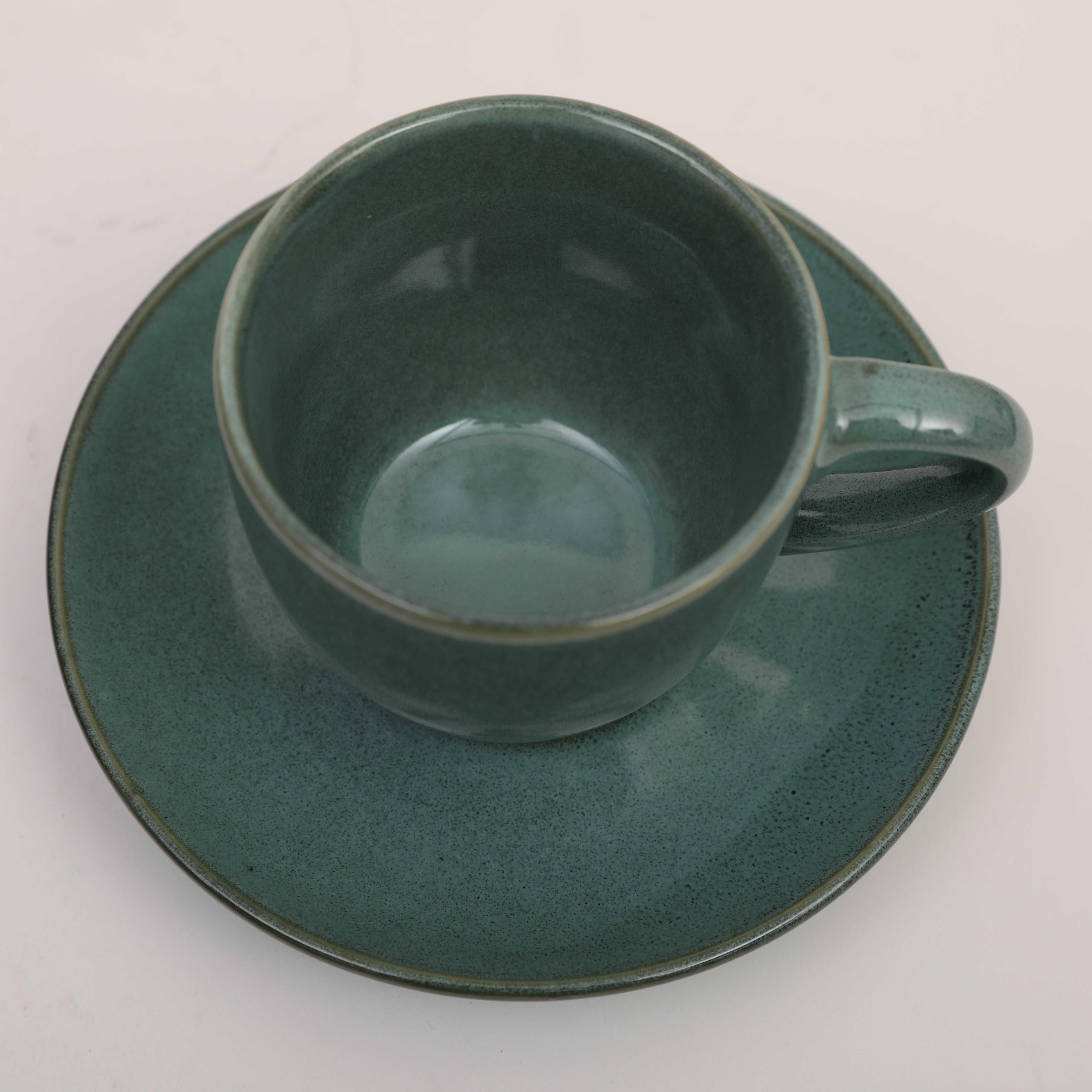 Living Essence Earl Cup & Saucer Set of 4 Pcs in Sea Green Colour