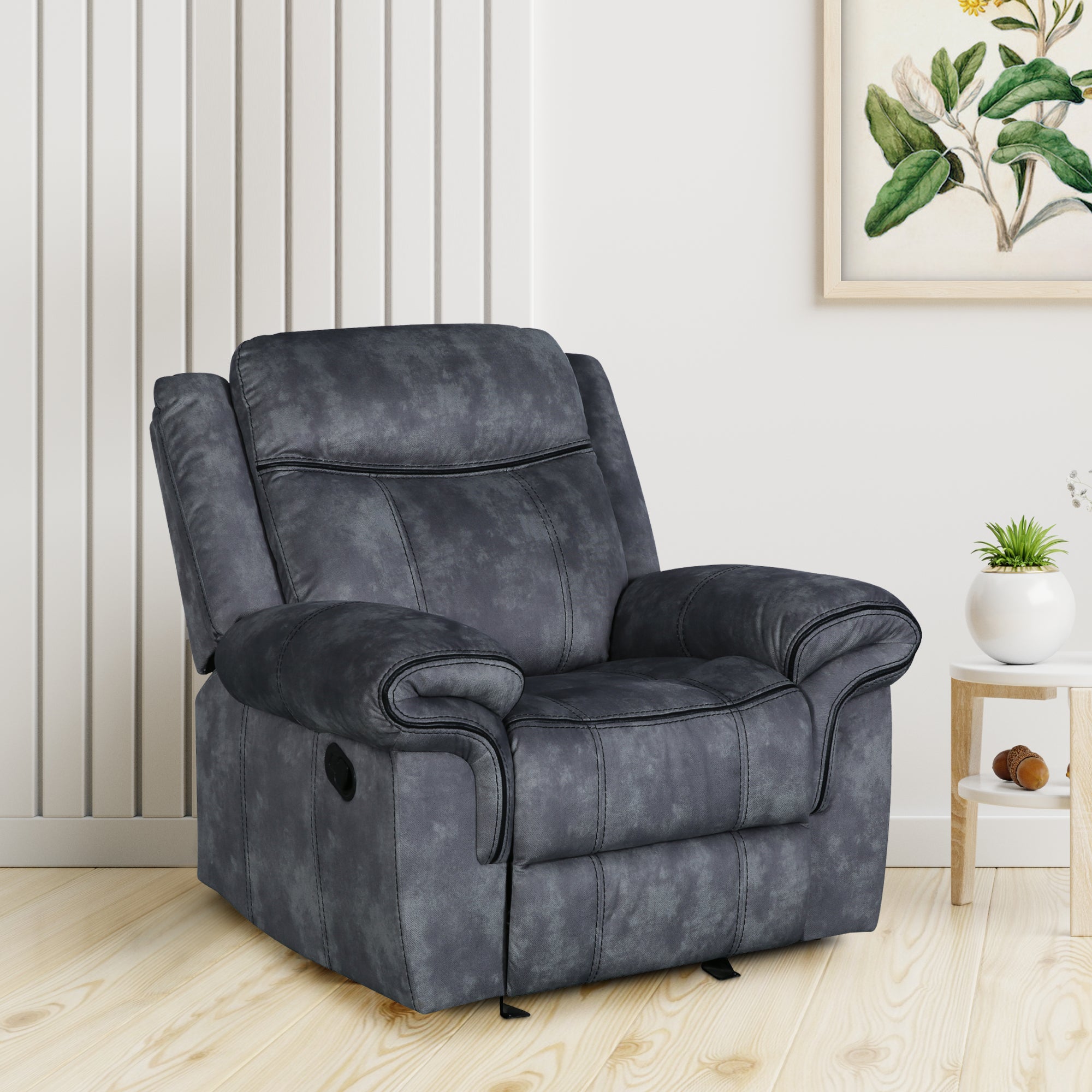 Enfield Fabric 1 Seater Rocker Recliner in Grey Colour