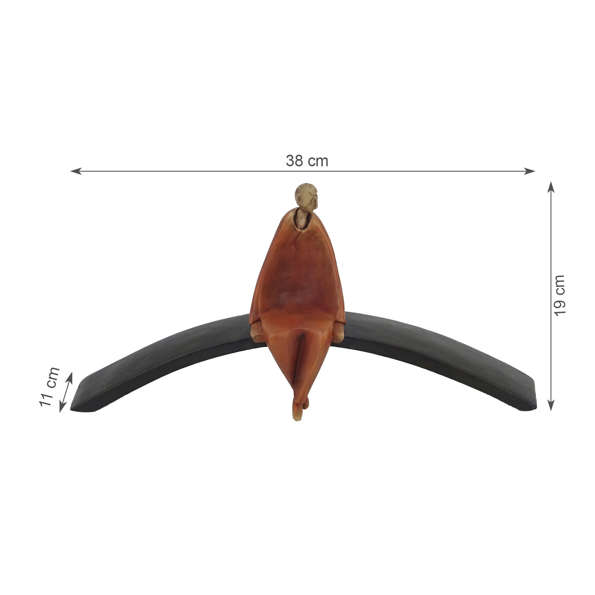 Alpine Polyresin Man Sitting On Cirque 19 Cm in Brown Colour