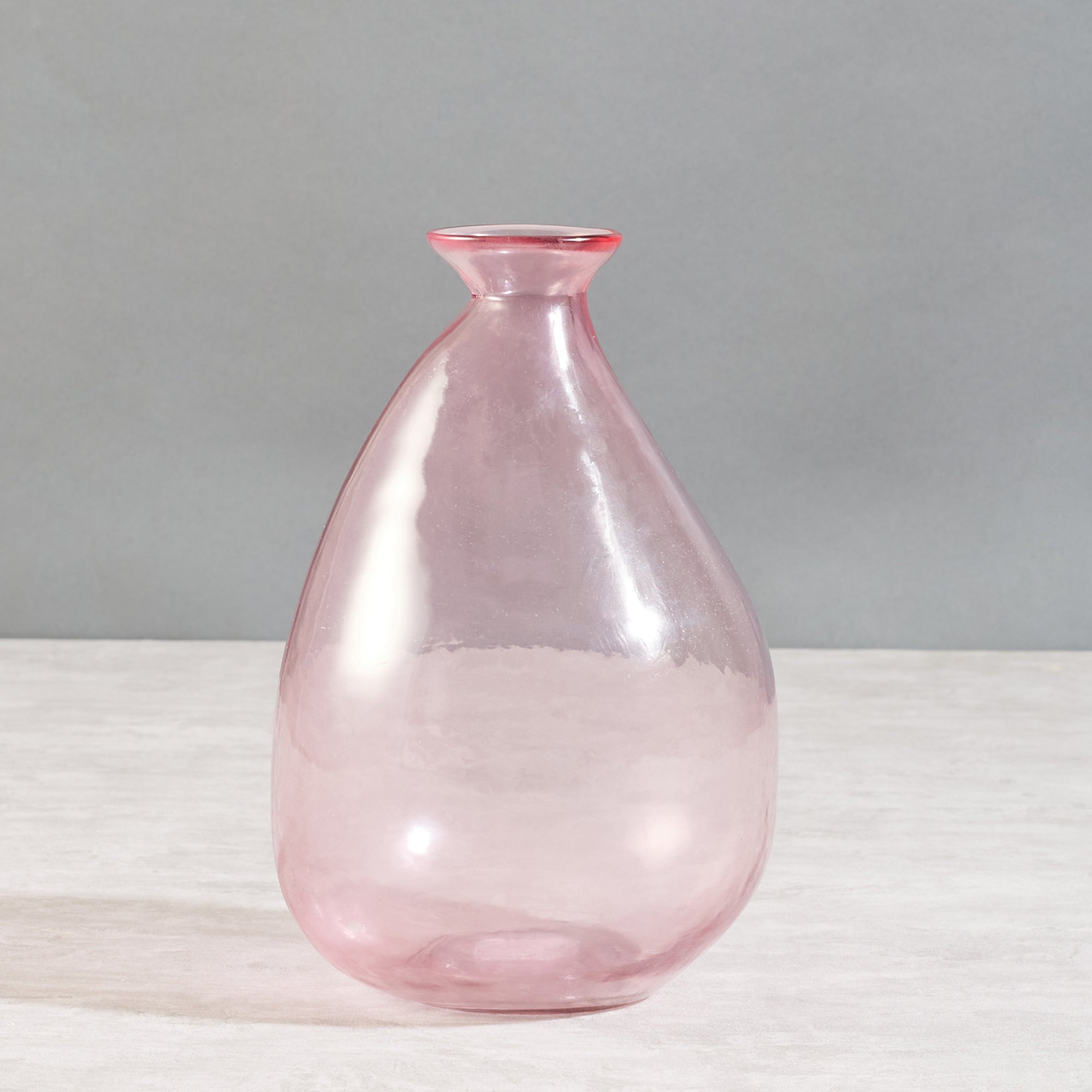 Phiona Glass Modern Organic Shapped Handcrafted 23 Cm Vase in Blush Colour