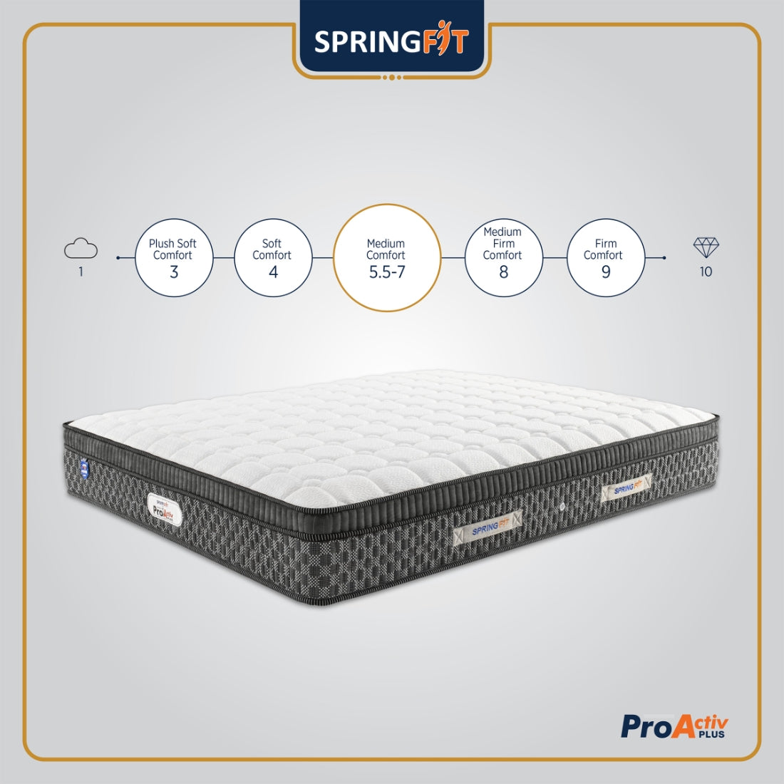 Pro Activ Plus Orthopedic Support HR Foam Double Mattress 75x48x6 Inch in White Colour