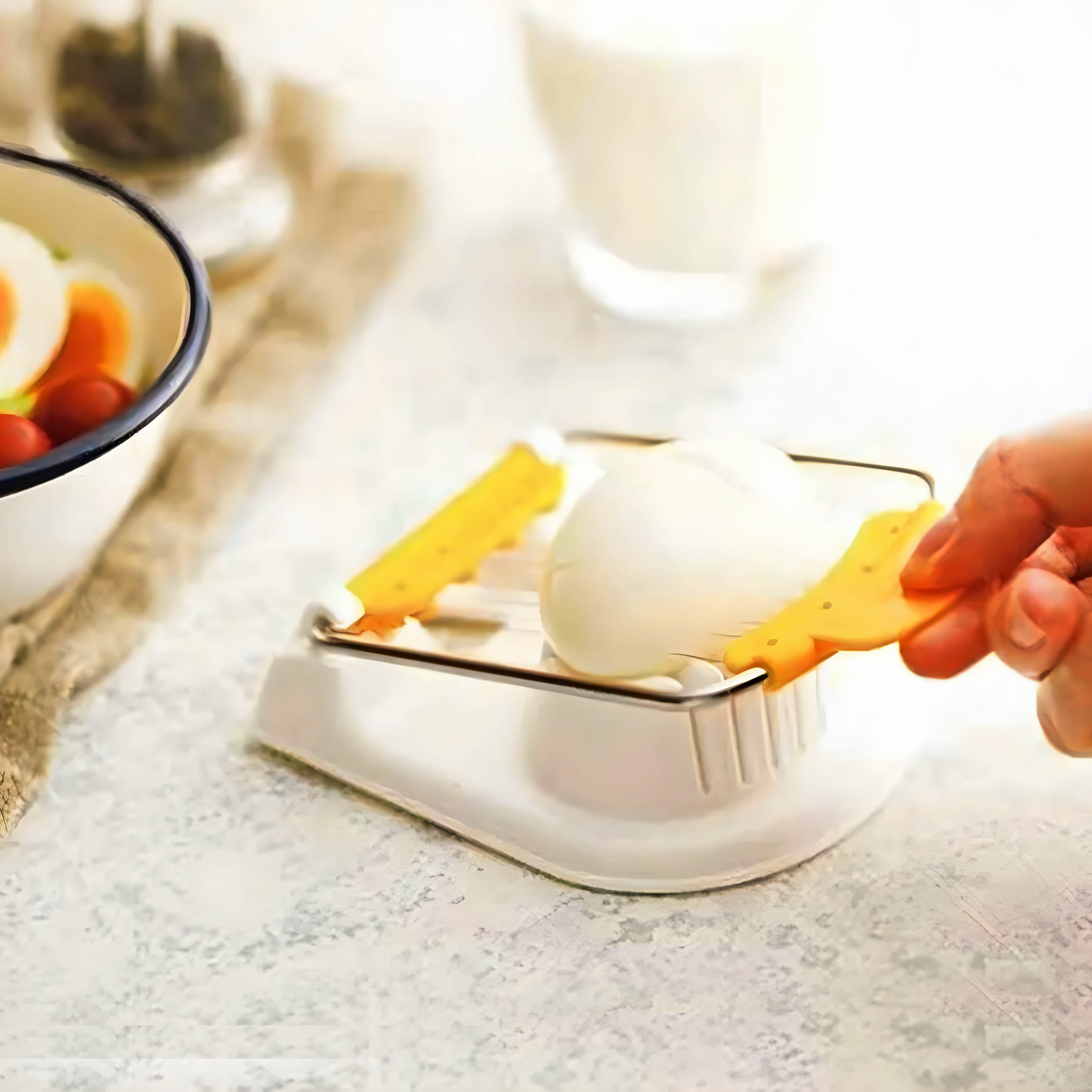 Select Stainless steel Egg Cutter in White/Yellow Colour