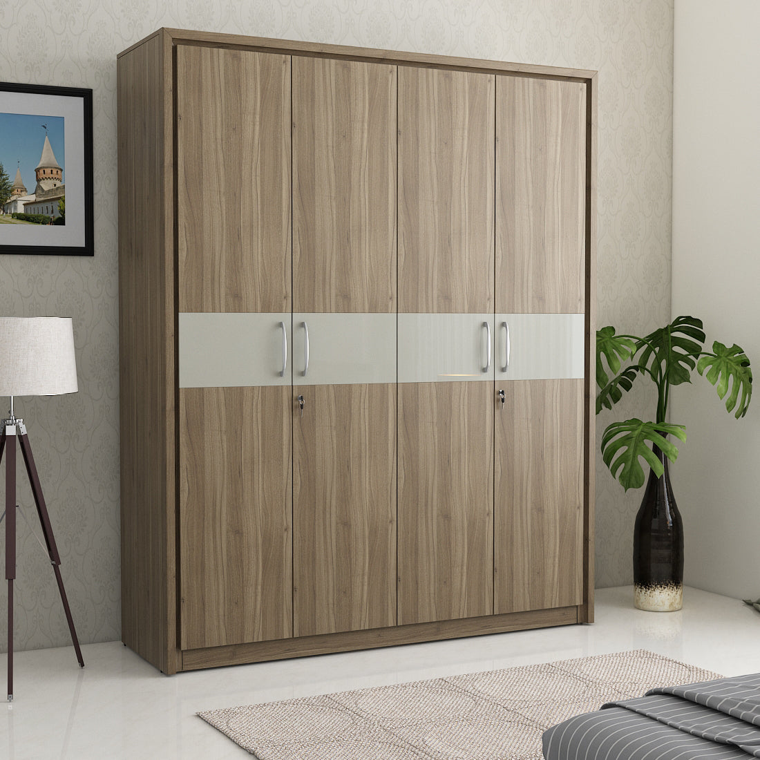 Petra  Four Door Wardrobe in White Colour
