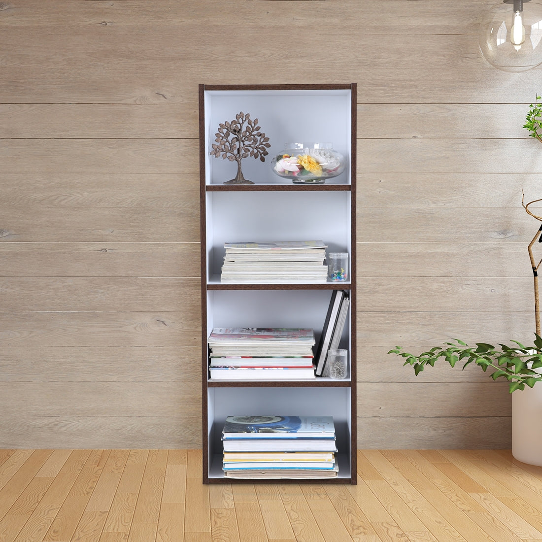 Mezzola Engineered Wood 4 Tier Bookshelf in Wenge Colour