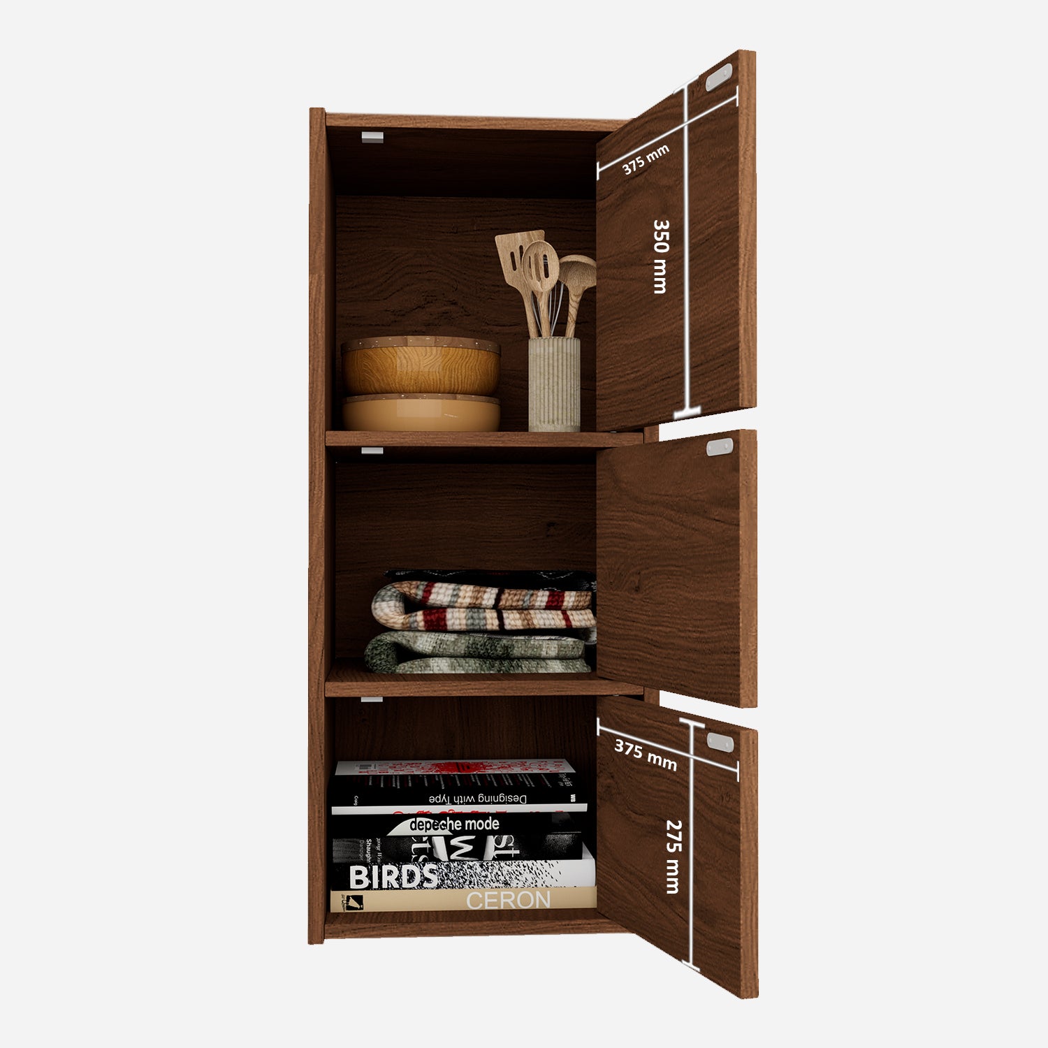 Albert Engineered Wood 3 Tier Cabinet in Oak Colour