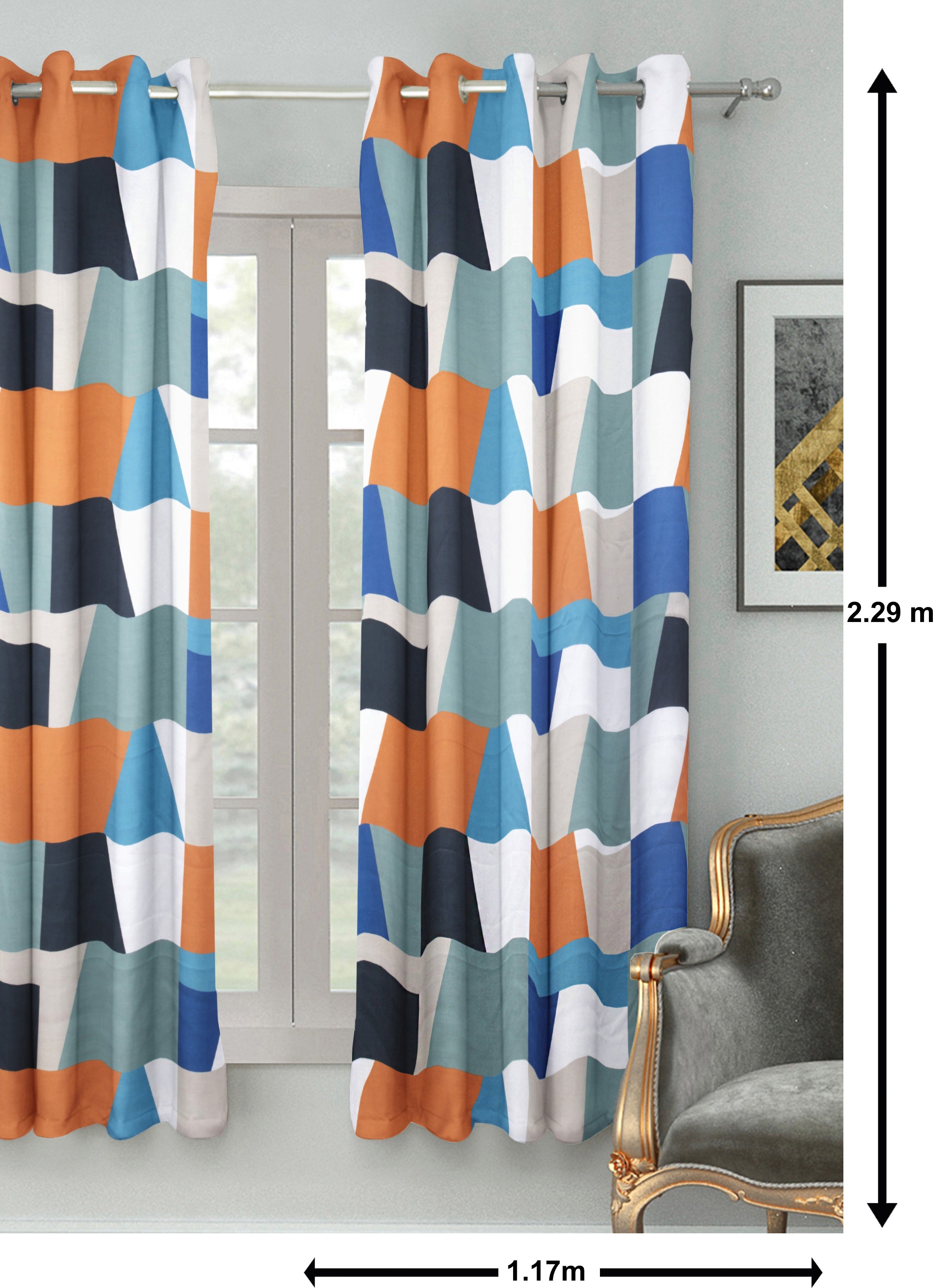 Cascade Colorful Abstract Polyester Door Curtain in Multi Colour