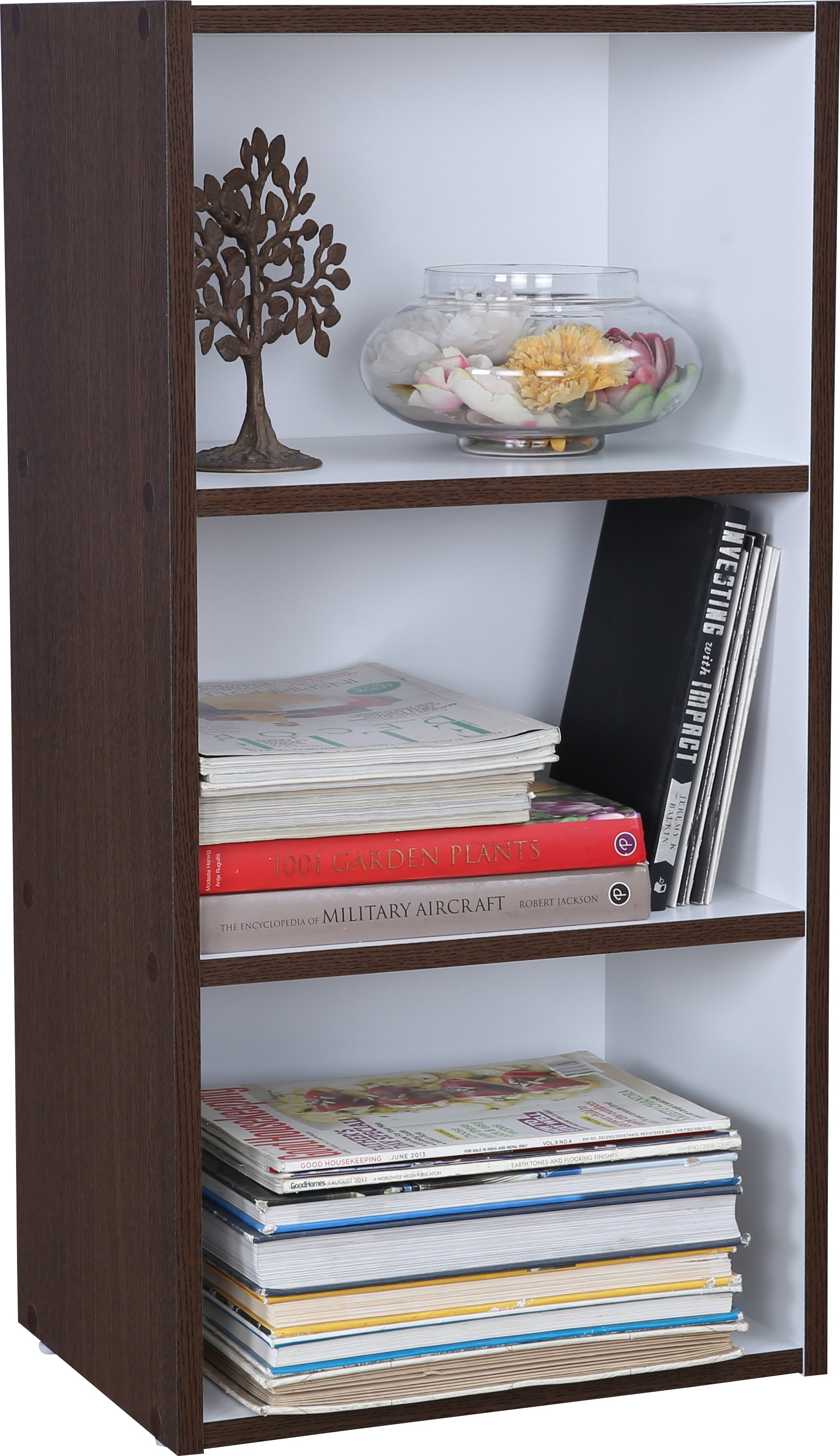 Mezzola Engineered Wood 3 Tier Bookshelf Small in Wenge Colour