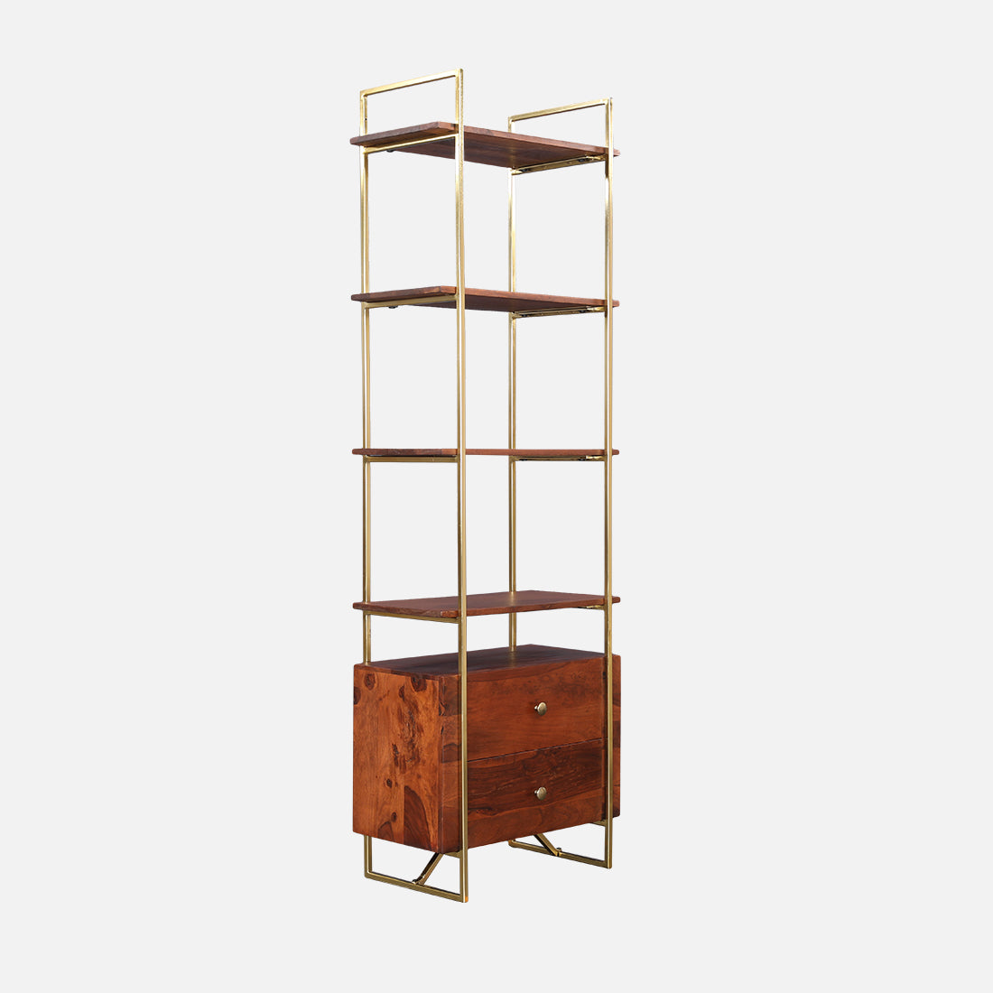 Alviya Book Shelves in Natural & Gold Colour