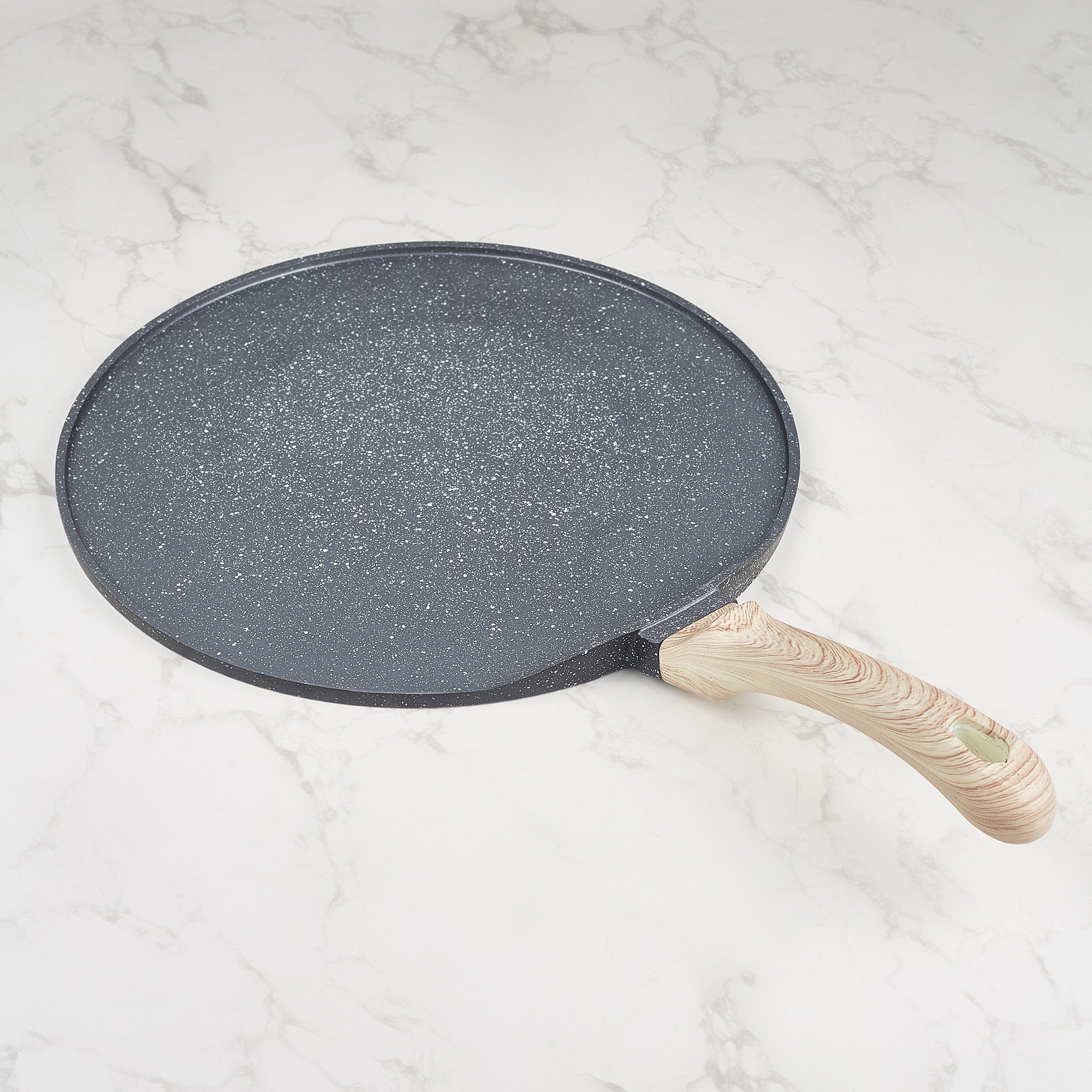 MasterCook+ 100% Virgin Aluminium Die-Cast Dosa Pan/Tawa 28 cm in Black & Wood Colour