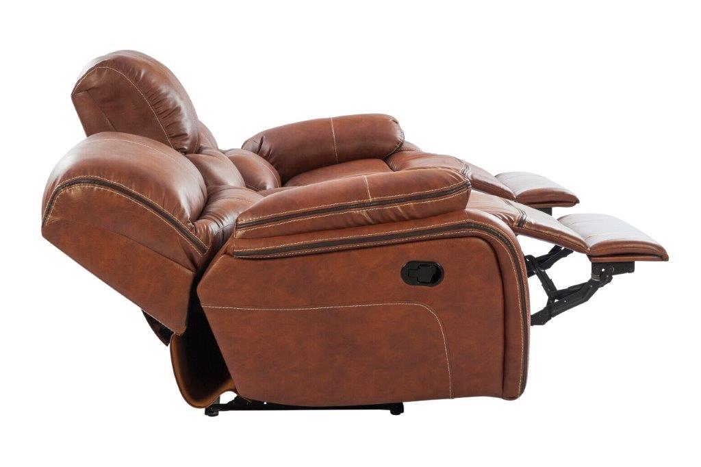 Tigris Leatherette Three Seater Recliner in Brown Colour