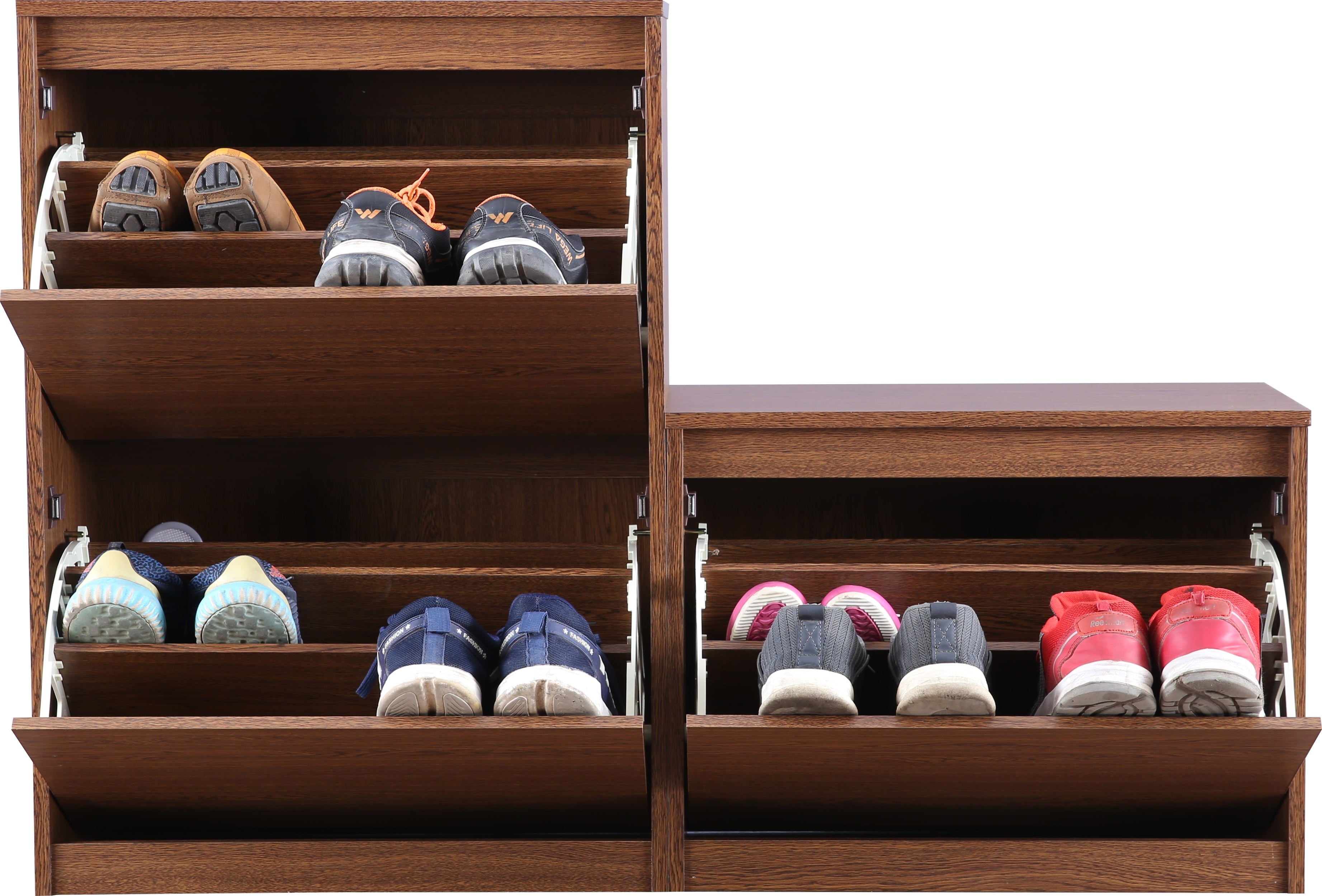 Alder Engineered Wood 1+2 tier Shoe Rack in Oak Colour