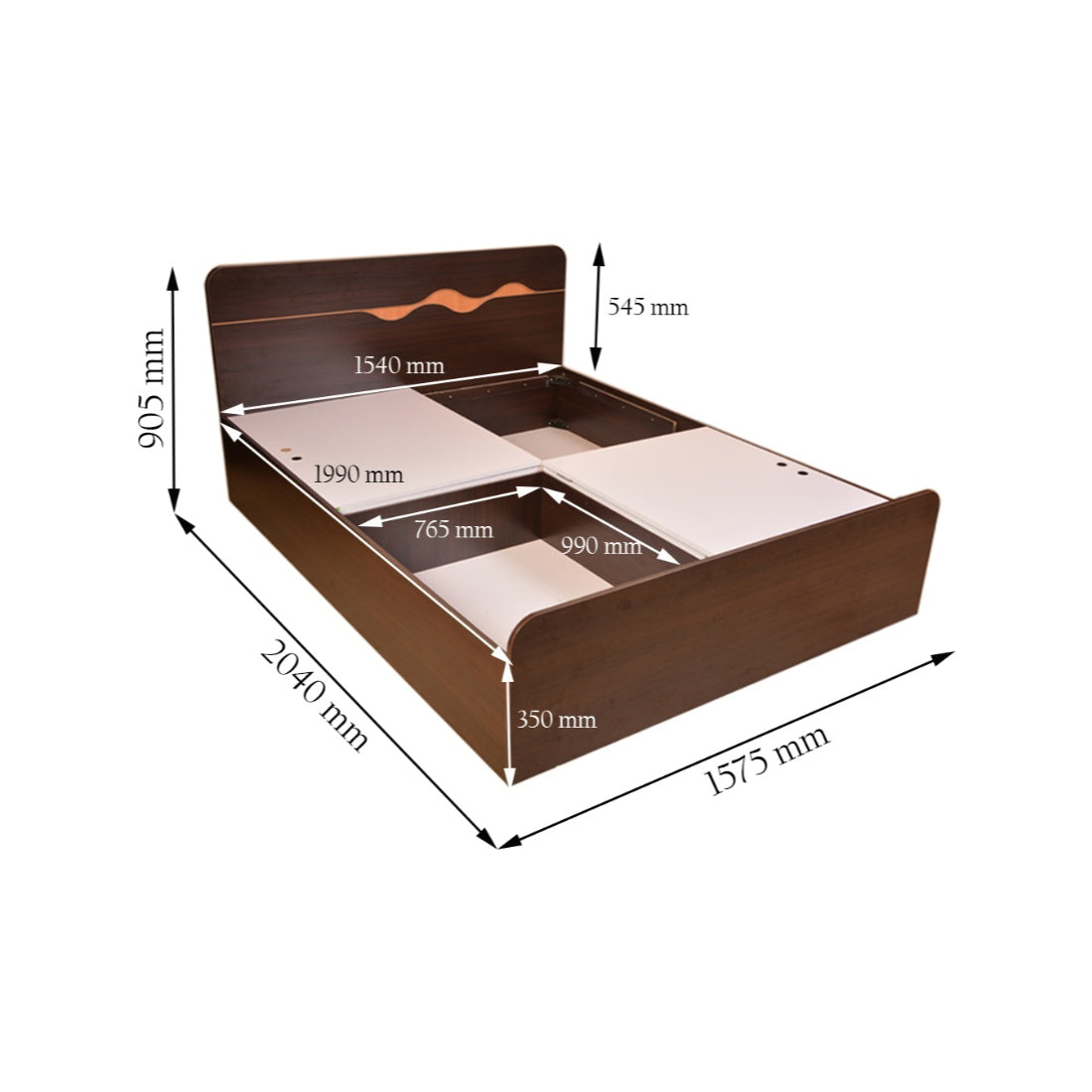 Swirl Queen Bed With Box Storage