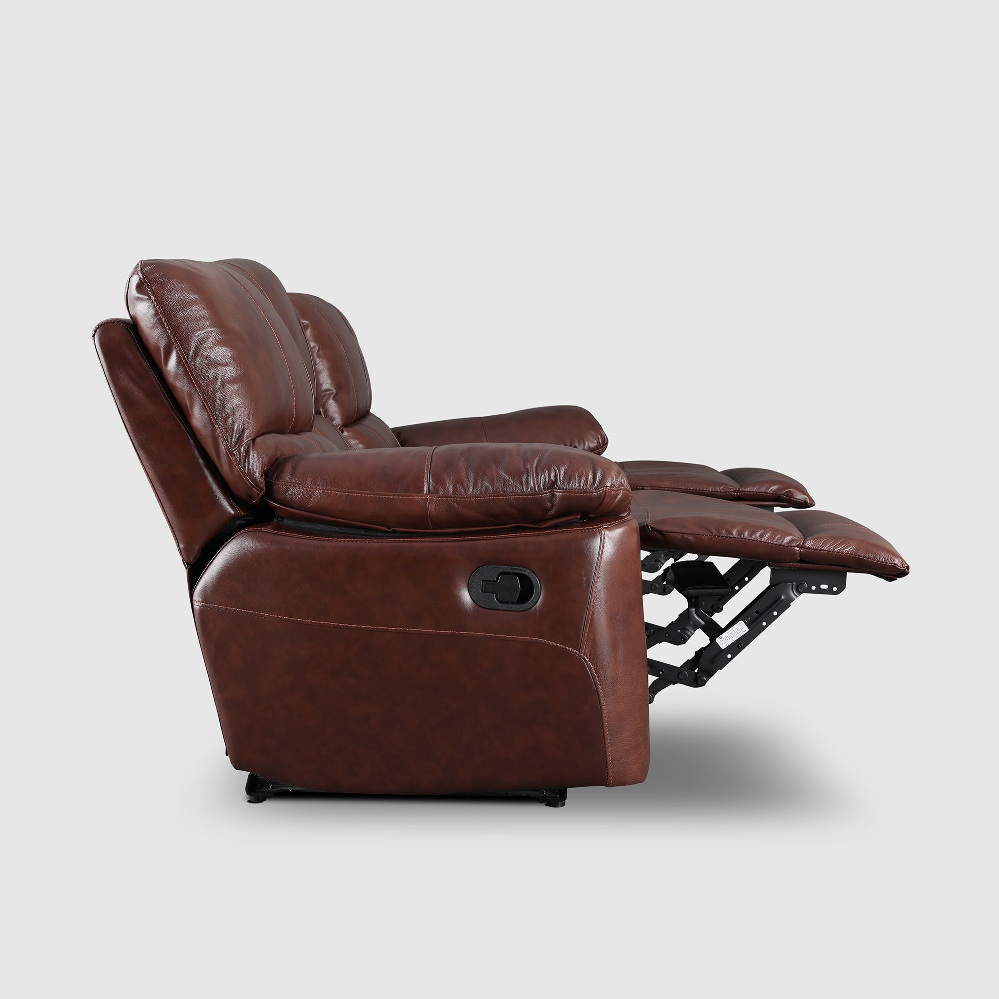 Charles Half Leather Three Seater Recliner in Brown Colour