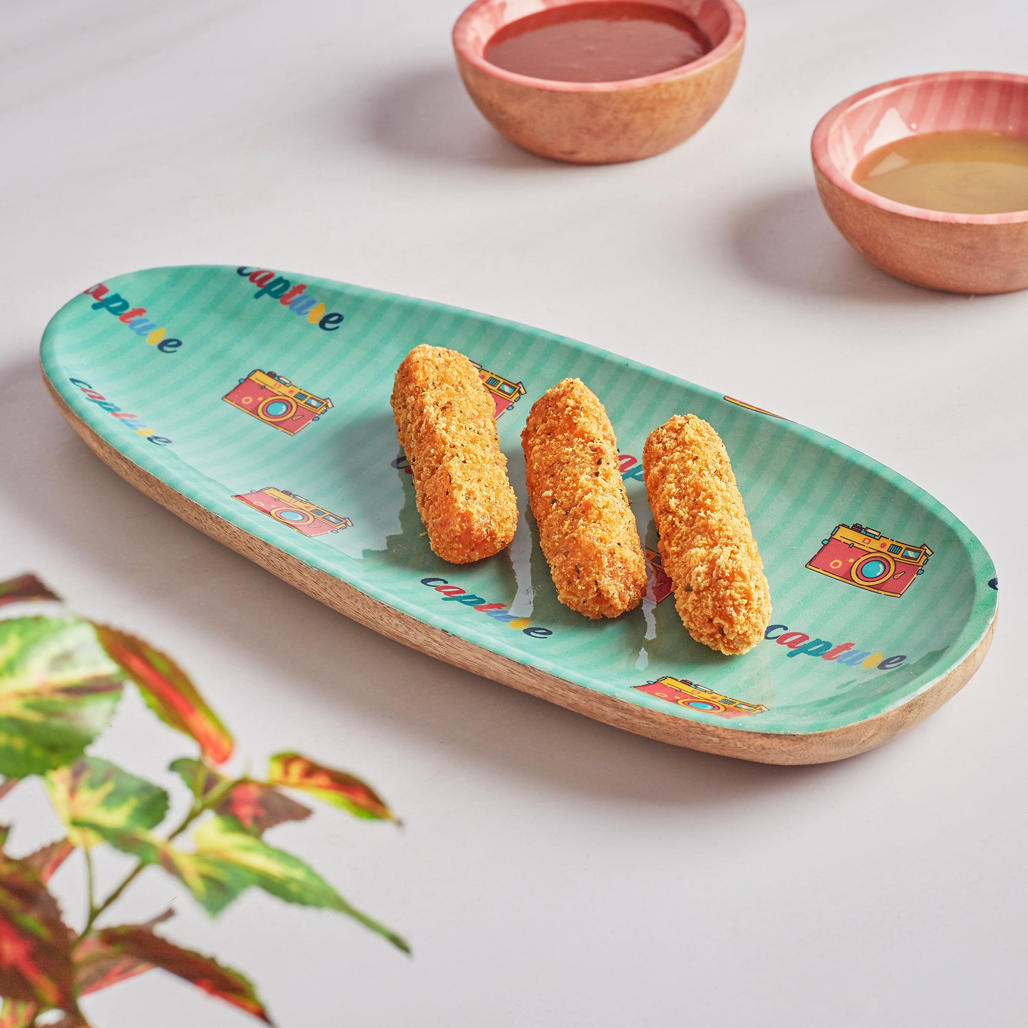 Milan Wooden Elongated Platter in Multi Colour