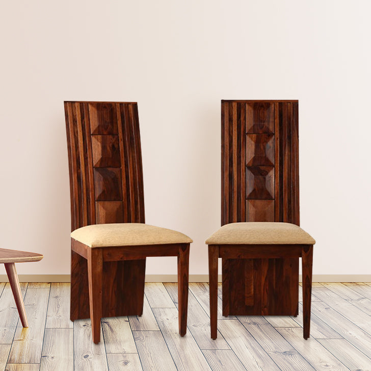 Woodrow Sheesham Wood(Rosewood) Dining Chair Set of 2 in Honey Colour