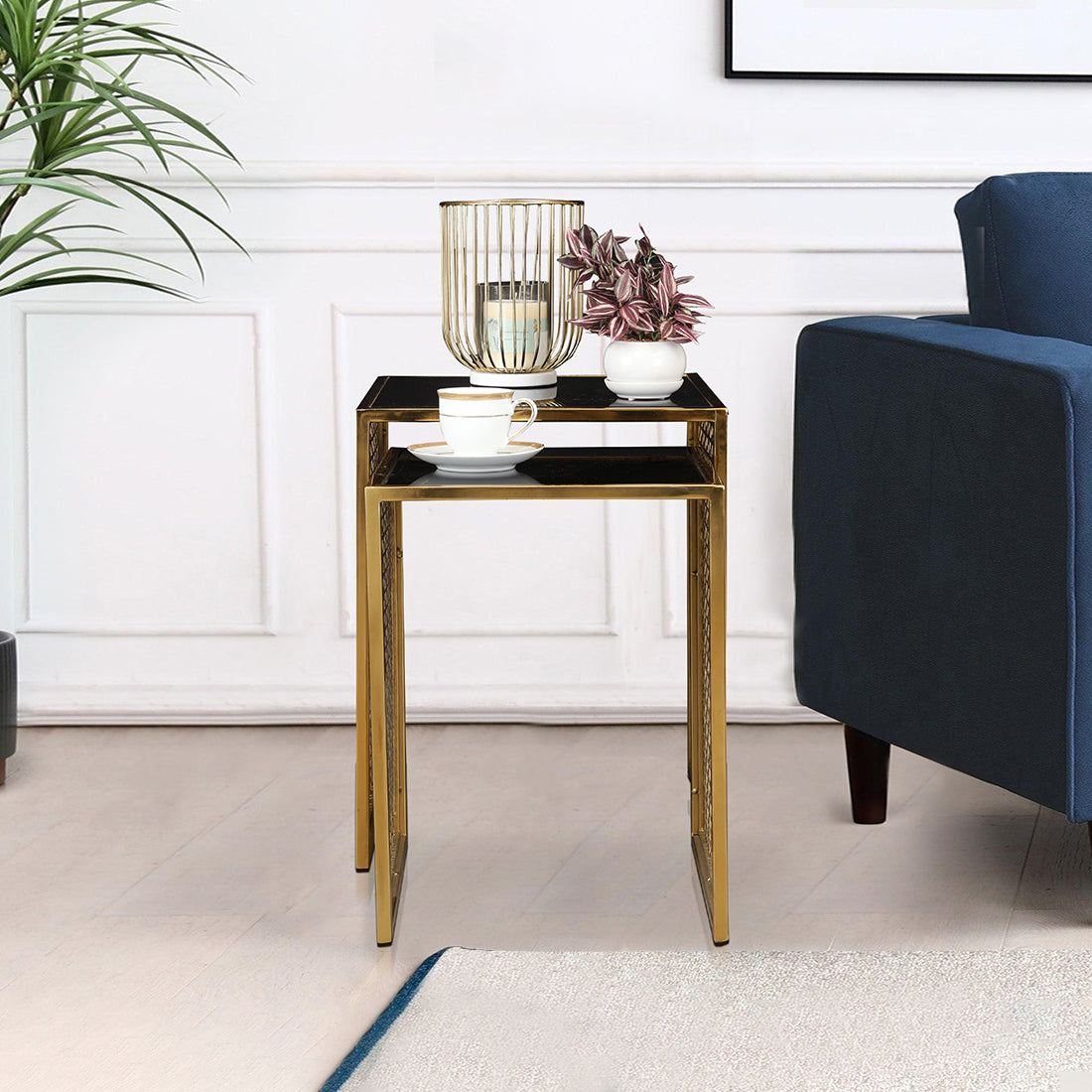 Maurice Metal Table in Gold & Black Colour