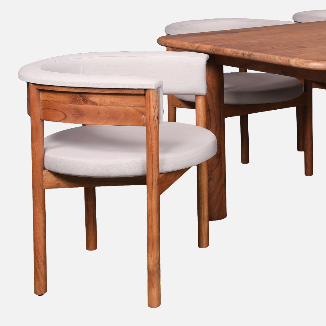 Haruki Acacia Wood Six Seater Dining Set in Teak Colour