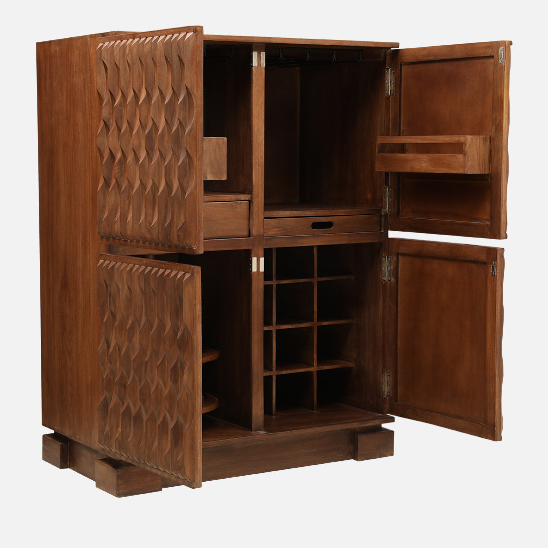 Isak Solidwood Bar Unit in Walnut Colour