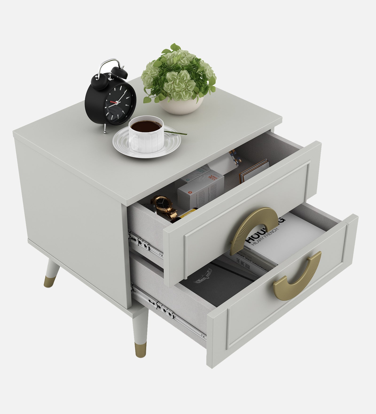 Akira Bed Side Table in Pumic Grey Colour