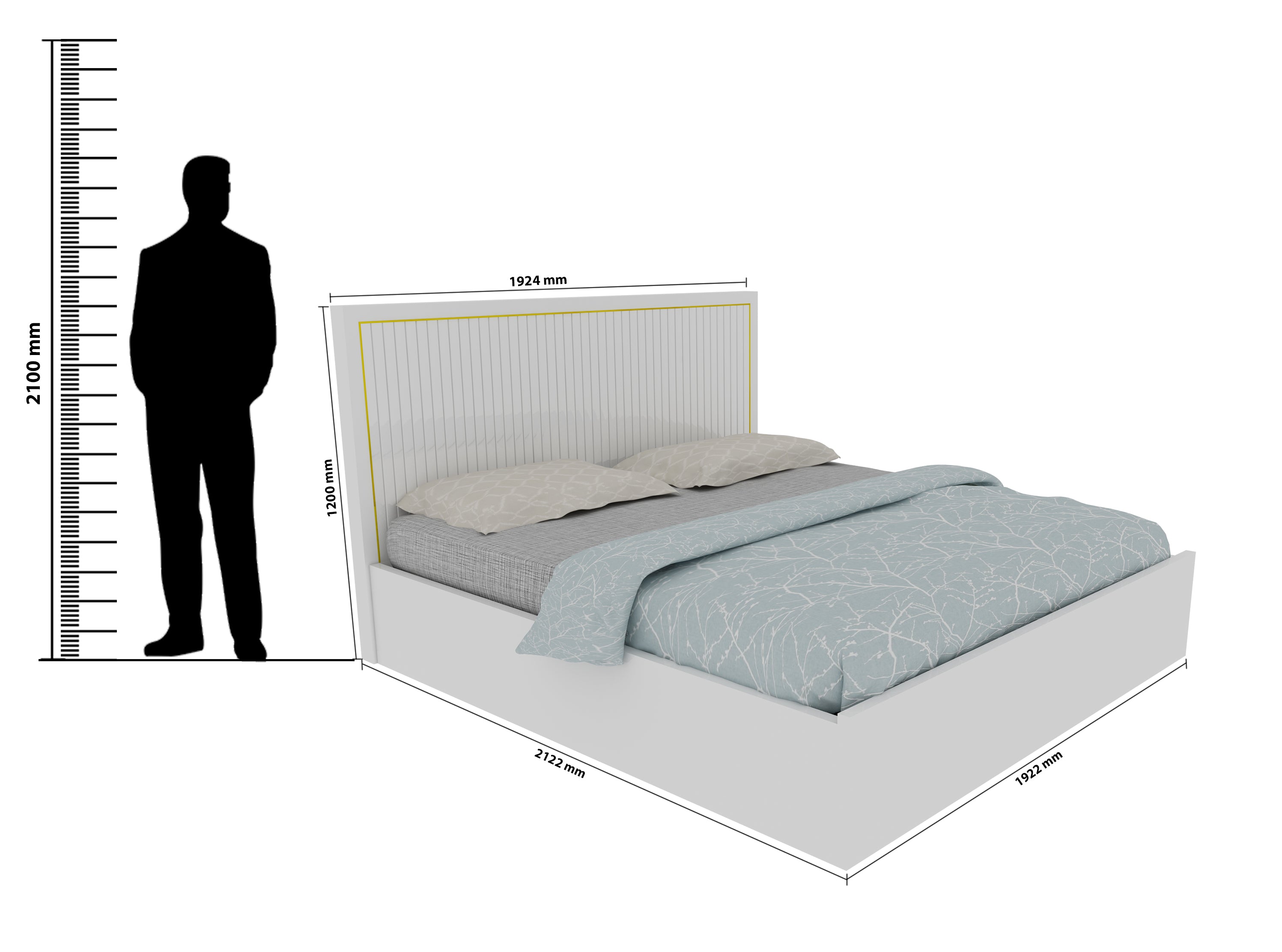 Minerva  New King Bed With Hydraulic Storage in White Colour
