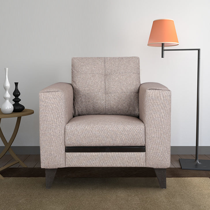 Garcia Fabric Single Seater Sofa in Brown Colour