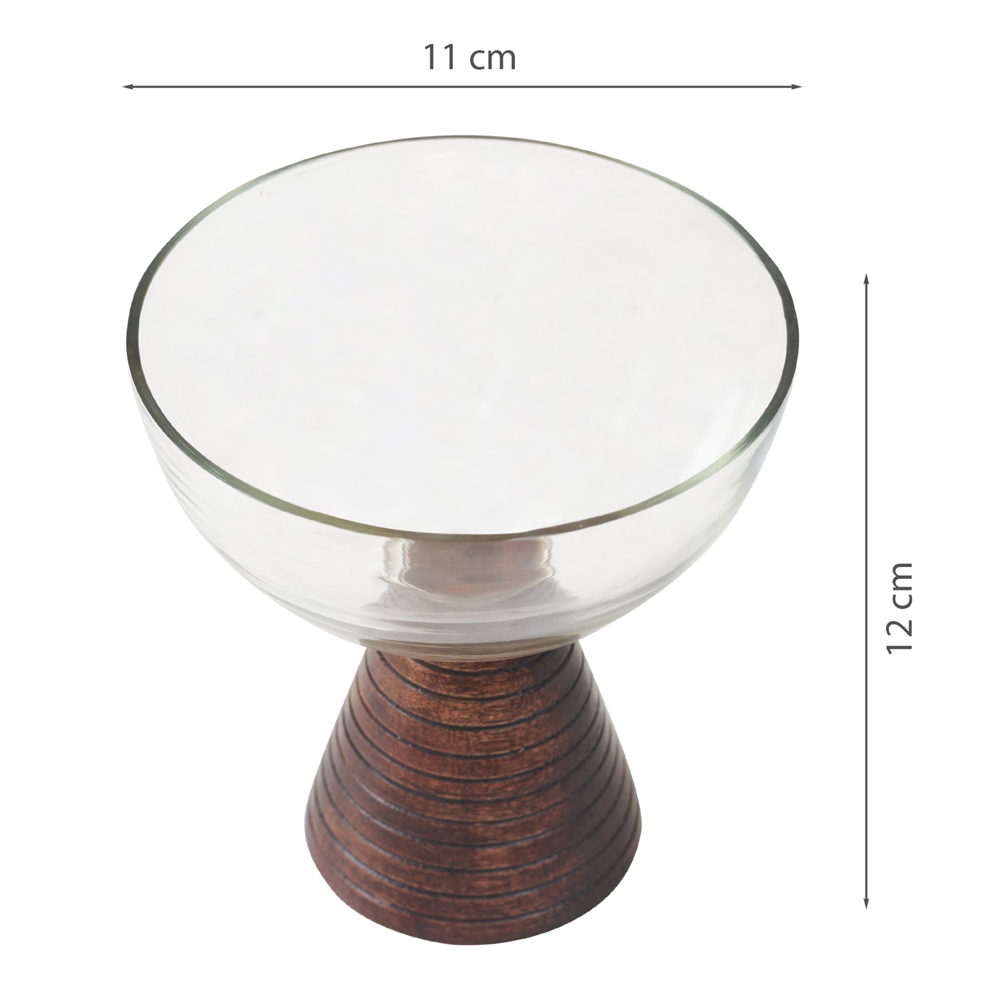Living Essence Ice Cream Glass Bowl with Wooden base Set of 4 with Spoons