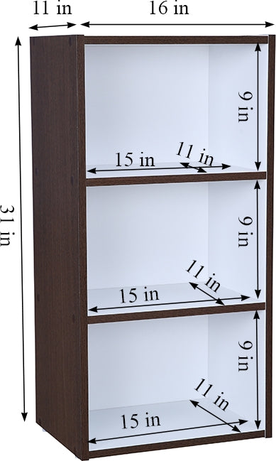 Mezzola Engineered Wood 3 Tier Bookshelf Small in Wenge Colour