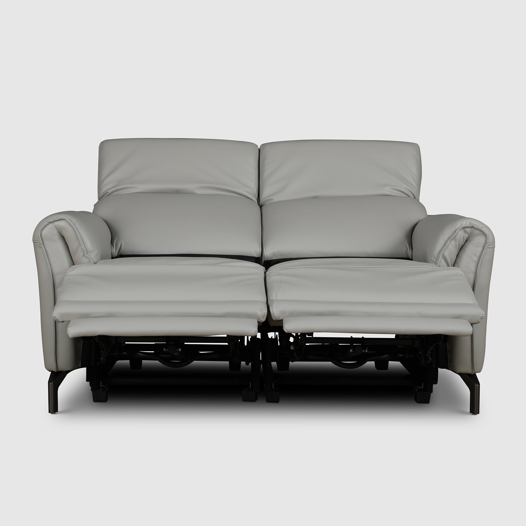 Emilia Half Leather Two Seater Electric Recliner in Light Grey Colour