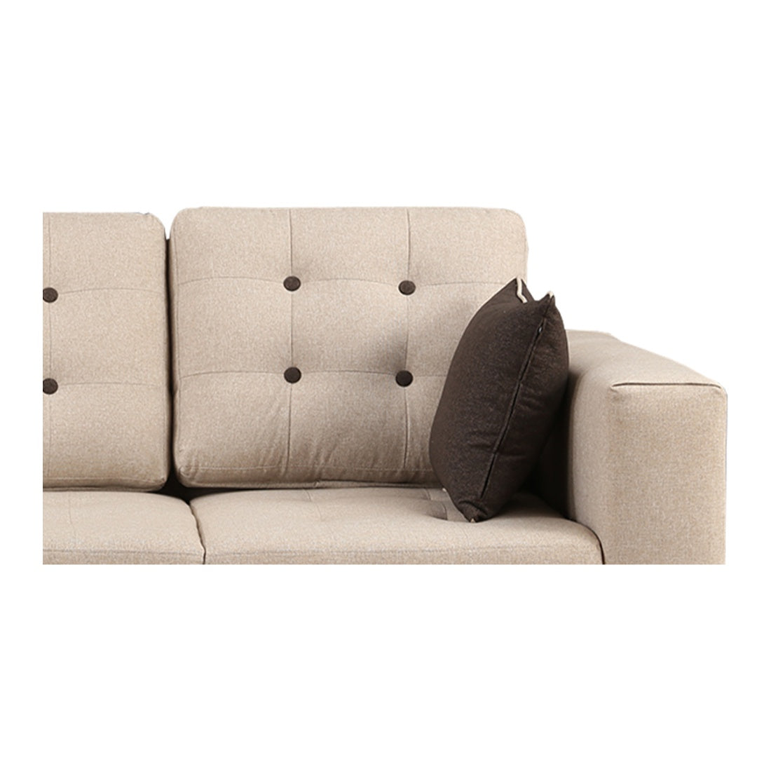 Garcia Fabric 5 Seater Sofa with Right Hand Side Lounger in Beige Colour