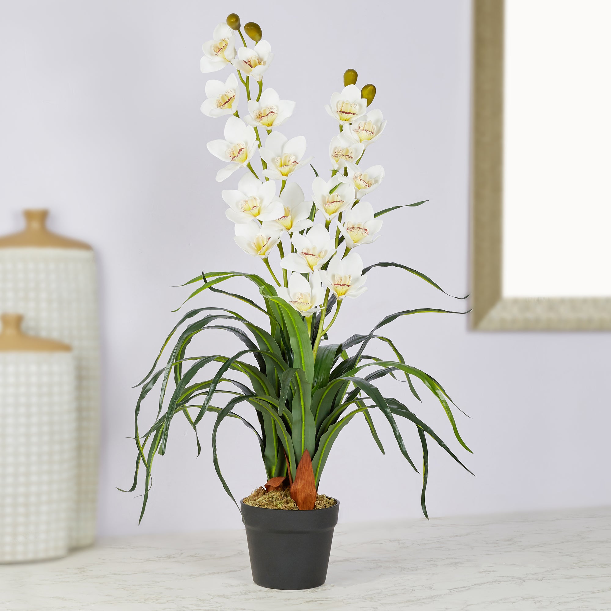 Ilana Artificial Orchid Potted Plant 90Cm in White Colour