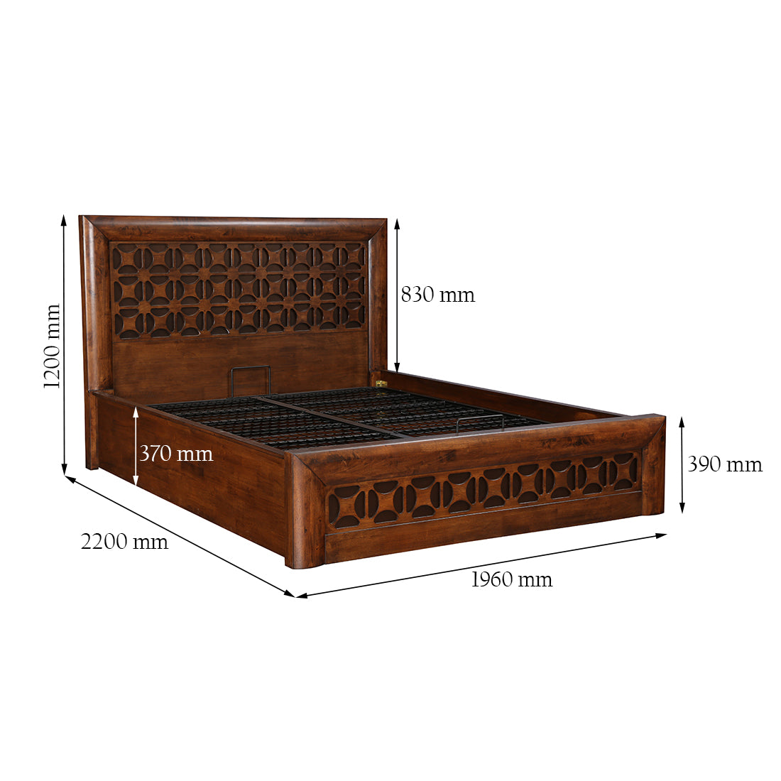 Casablanca Solidwood King bed with Hydraulic storage in Walnut Colour