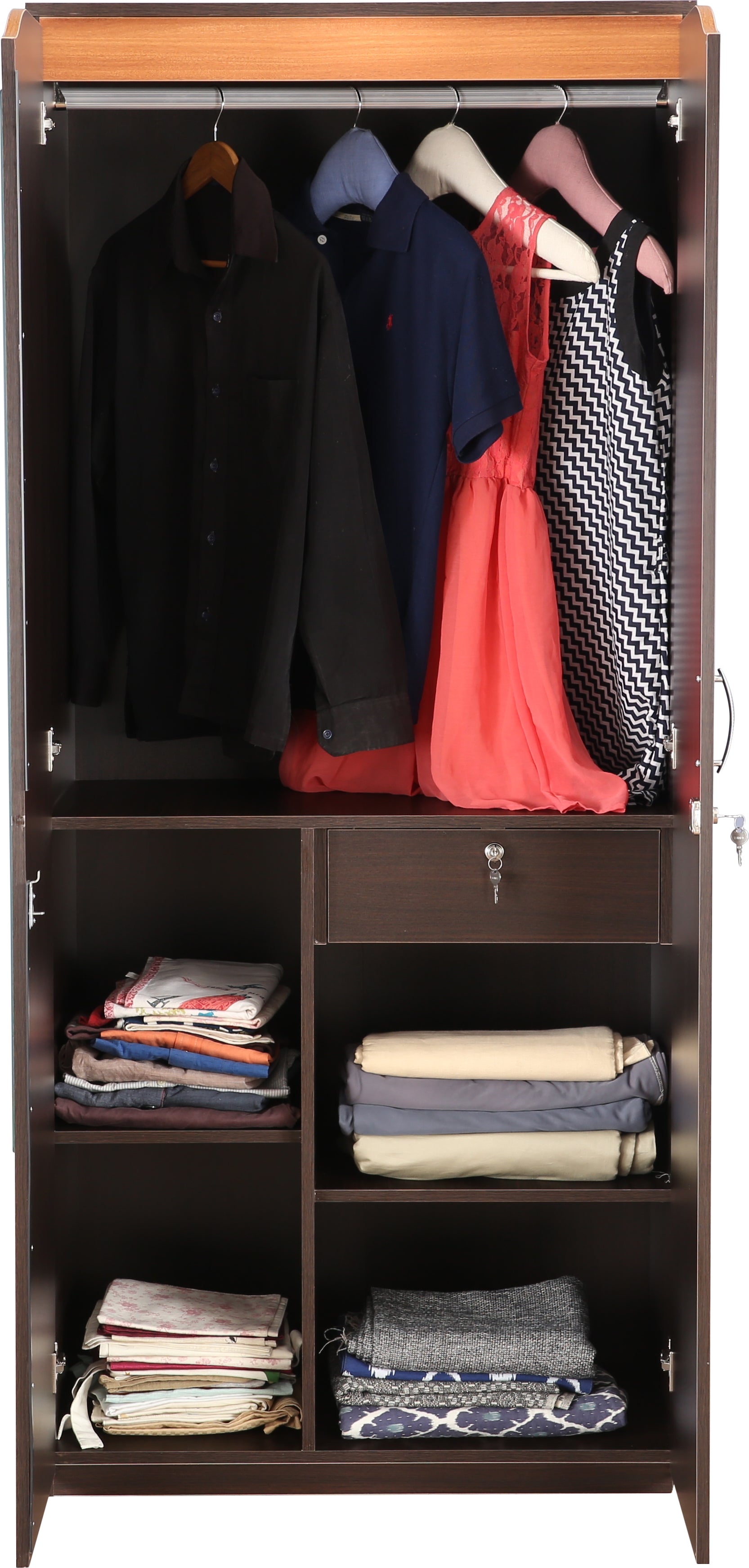 Swirl Two door Wardrobe in Dark Oak Colour