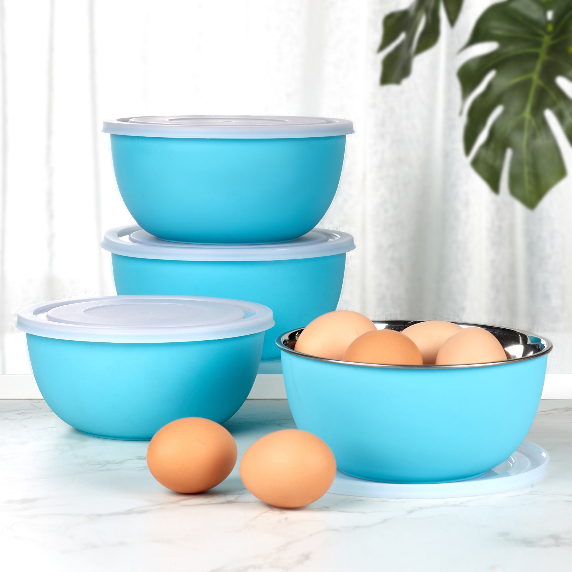 Fiesta Stainless Steel Microsafe Bowl Set of 4 in Teal Colour