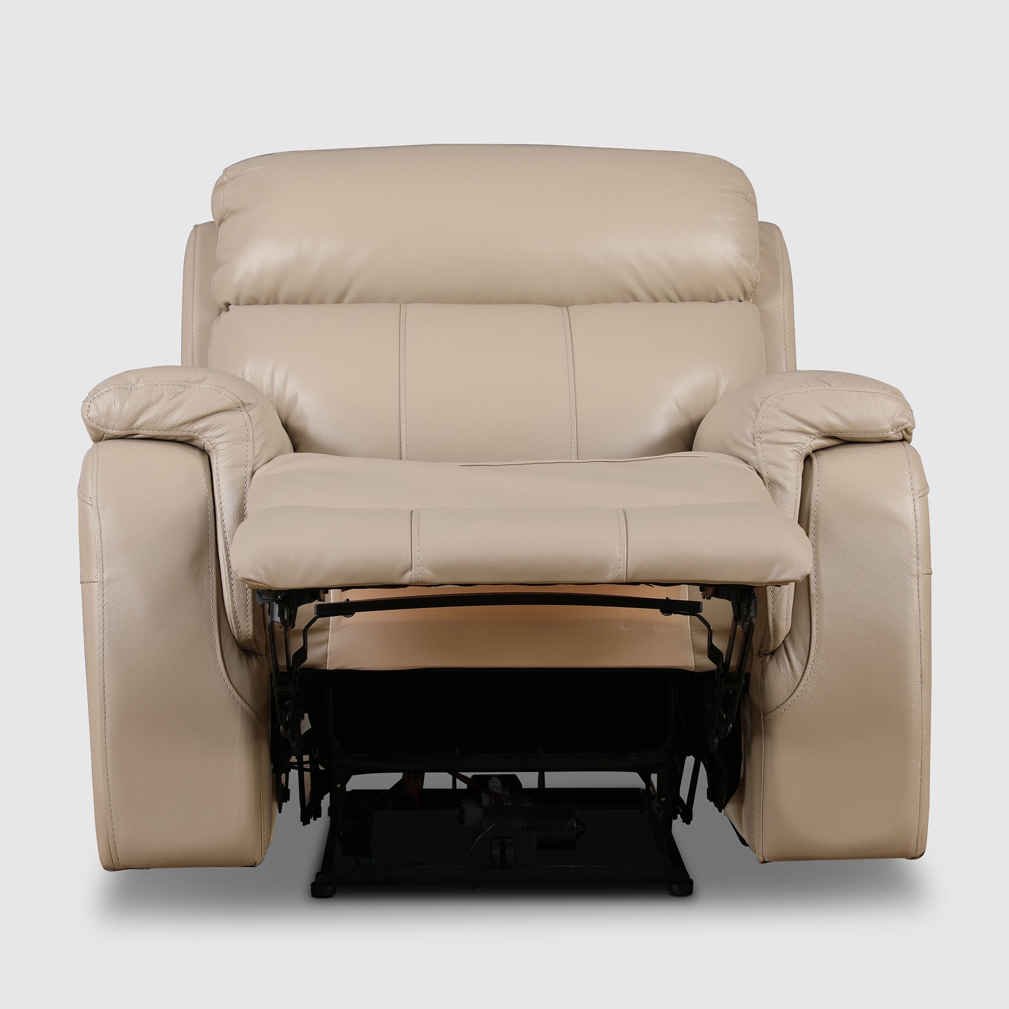 Plush Leather Single Seater Electric Recliner in Beige Colour